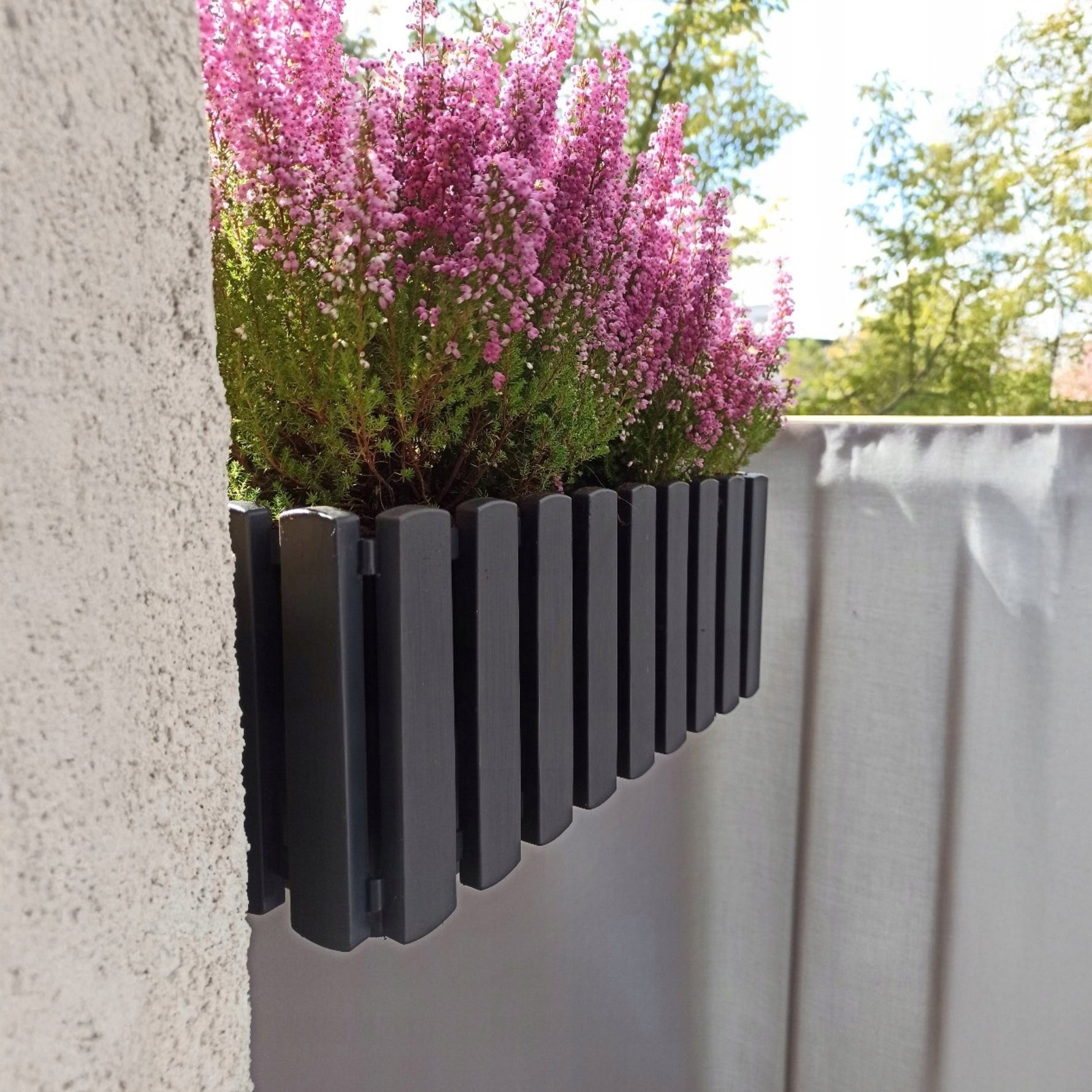 FLOWER POT HANGING FLOWERBED FENCE BALCONY BOX FOR BALUSTRADE 58cm Product height 16.5 cm