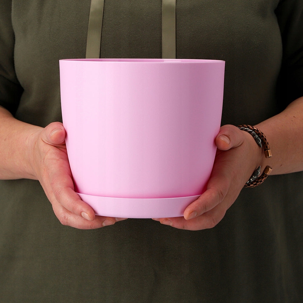FLOWER POT PLANTER 20cm FOR FLOWERS WITH STAND PINK FOR LIVING ROOM Color pink