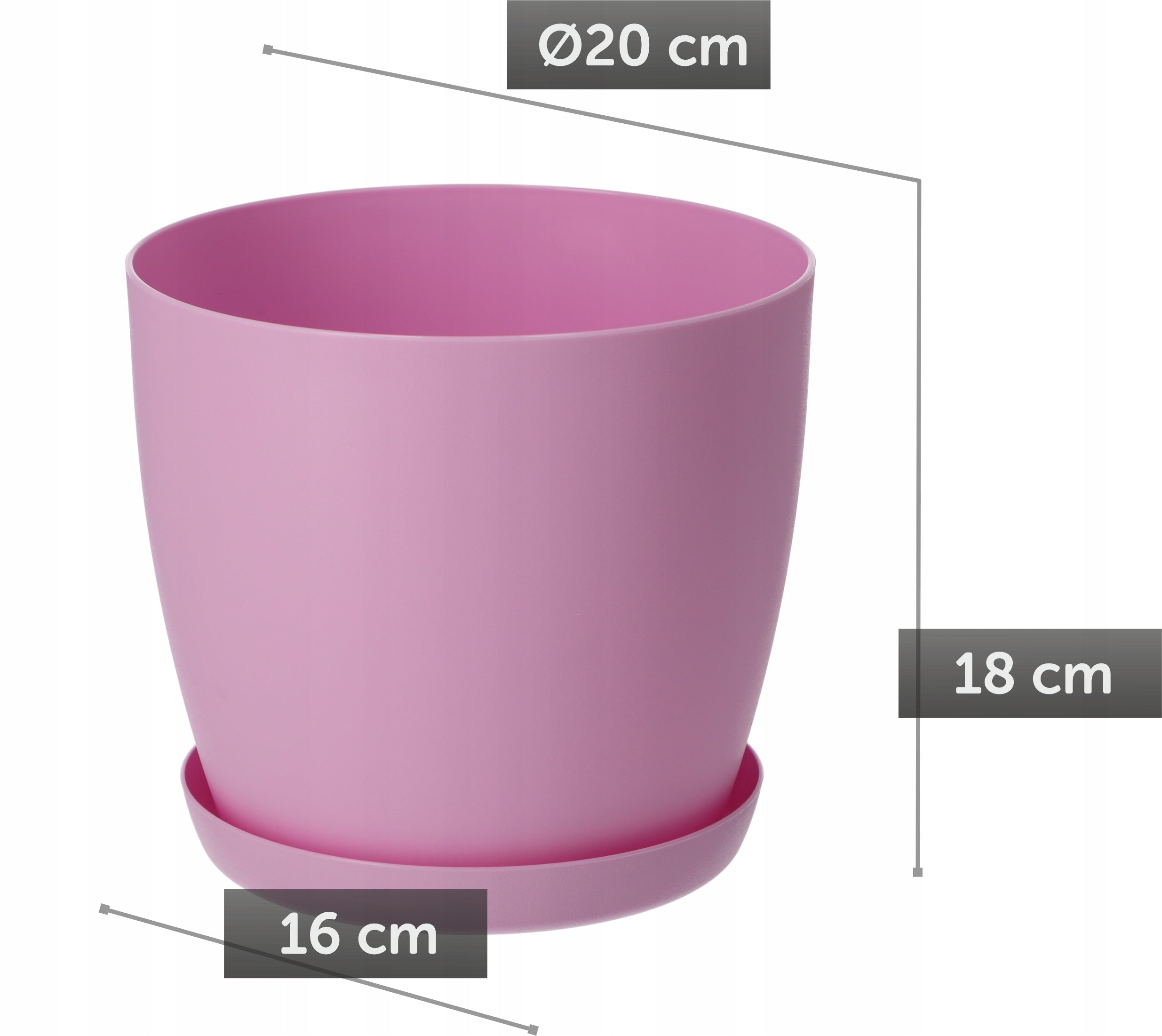FLOWER POT PLANTER 20cm FOR FLOWERS WITH STAND PINK FOR LIVING ROOM Product height 18 cm
