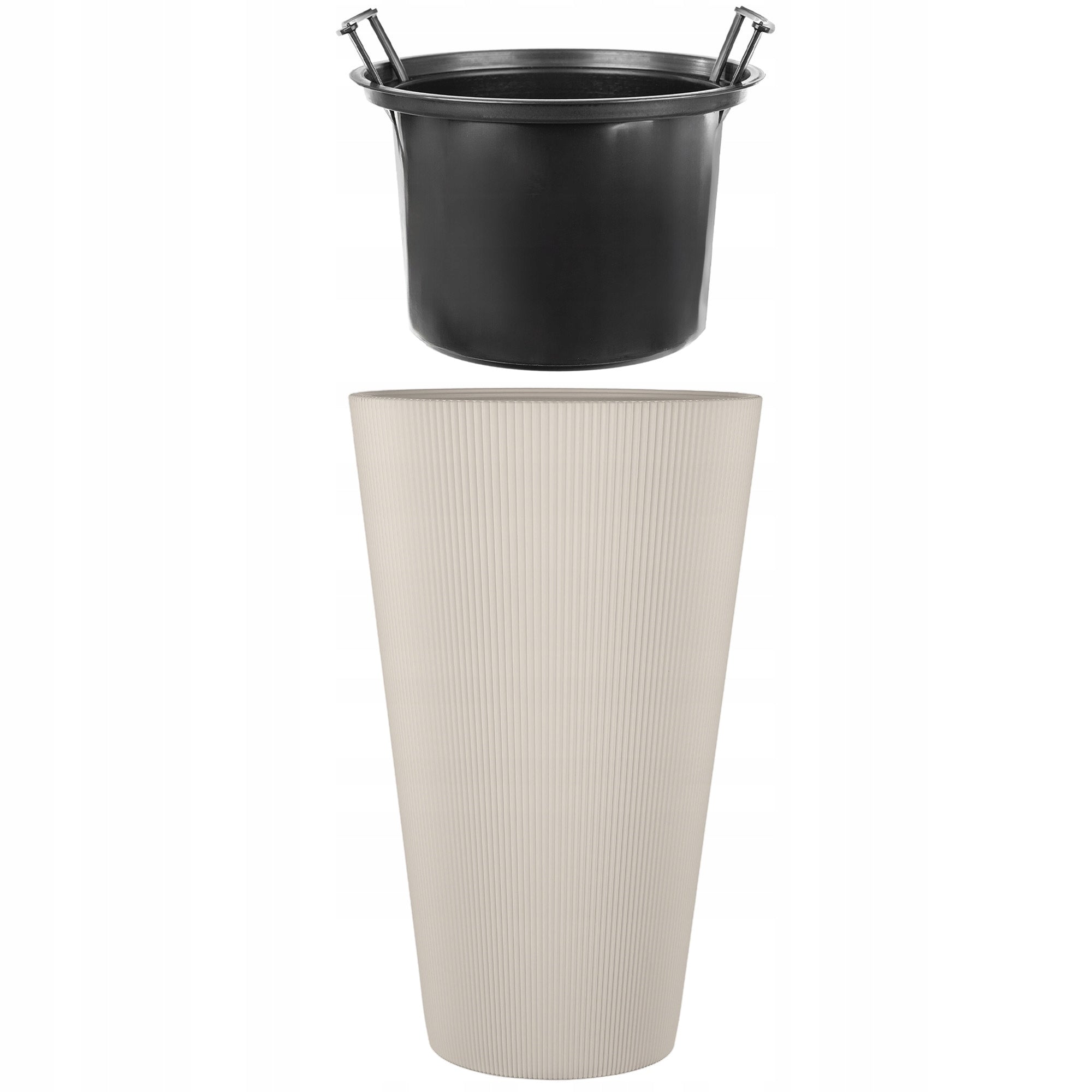 FLOWER POT PLANTER 29,5 cm COVER FLOWER INSERT PLASTIC HIGH 3D BEIGE Material synthetic material