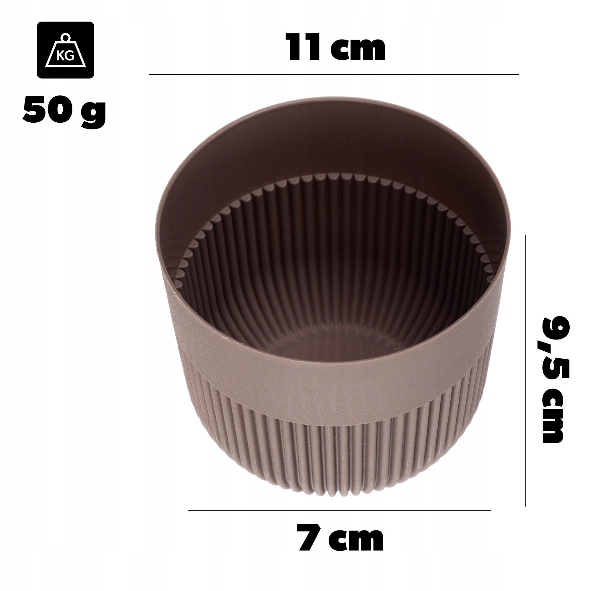 FLOWER POT PLANTER COVER 11cm FOR FLOWERS PLASTIC ROUND RIBBED BEIGE Brand Kadax