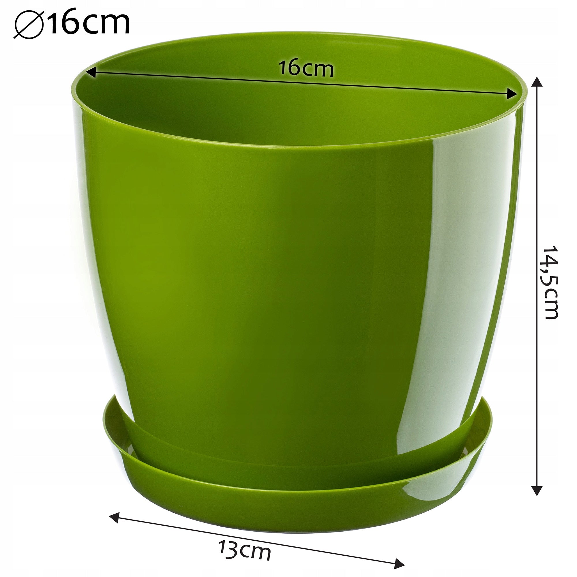FLOWER POT PLANTER COVER 16cm FLOWERBED WITH STAND GREEN PLASTIC 3pcs Brand Kadax
