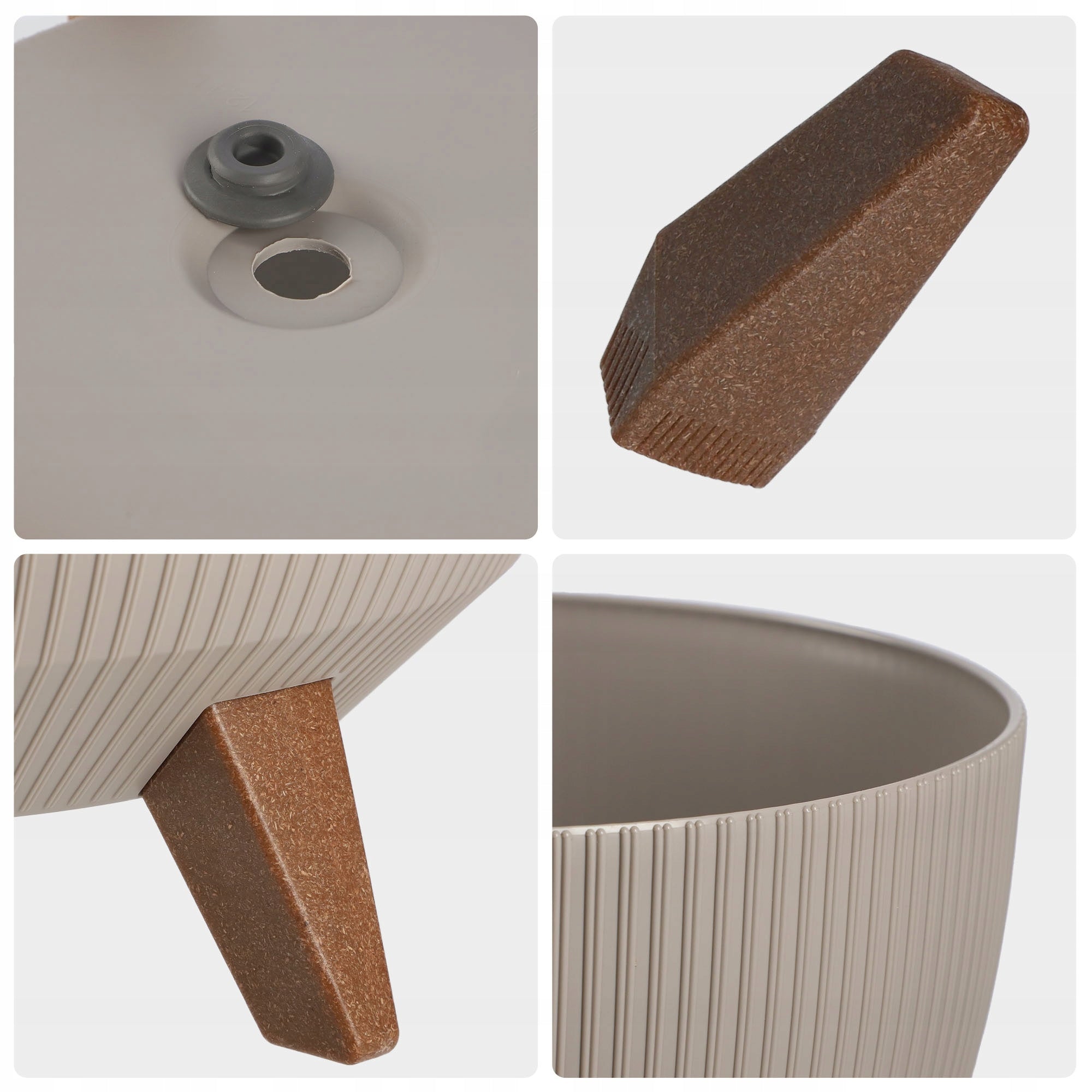 FLOWER POT PLANTER COVER ON LEGS CARTRIDGE FLOWERBED 24cm BEIGE ROUND BOWL Volume 5.1 l