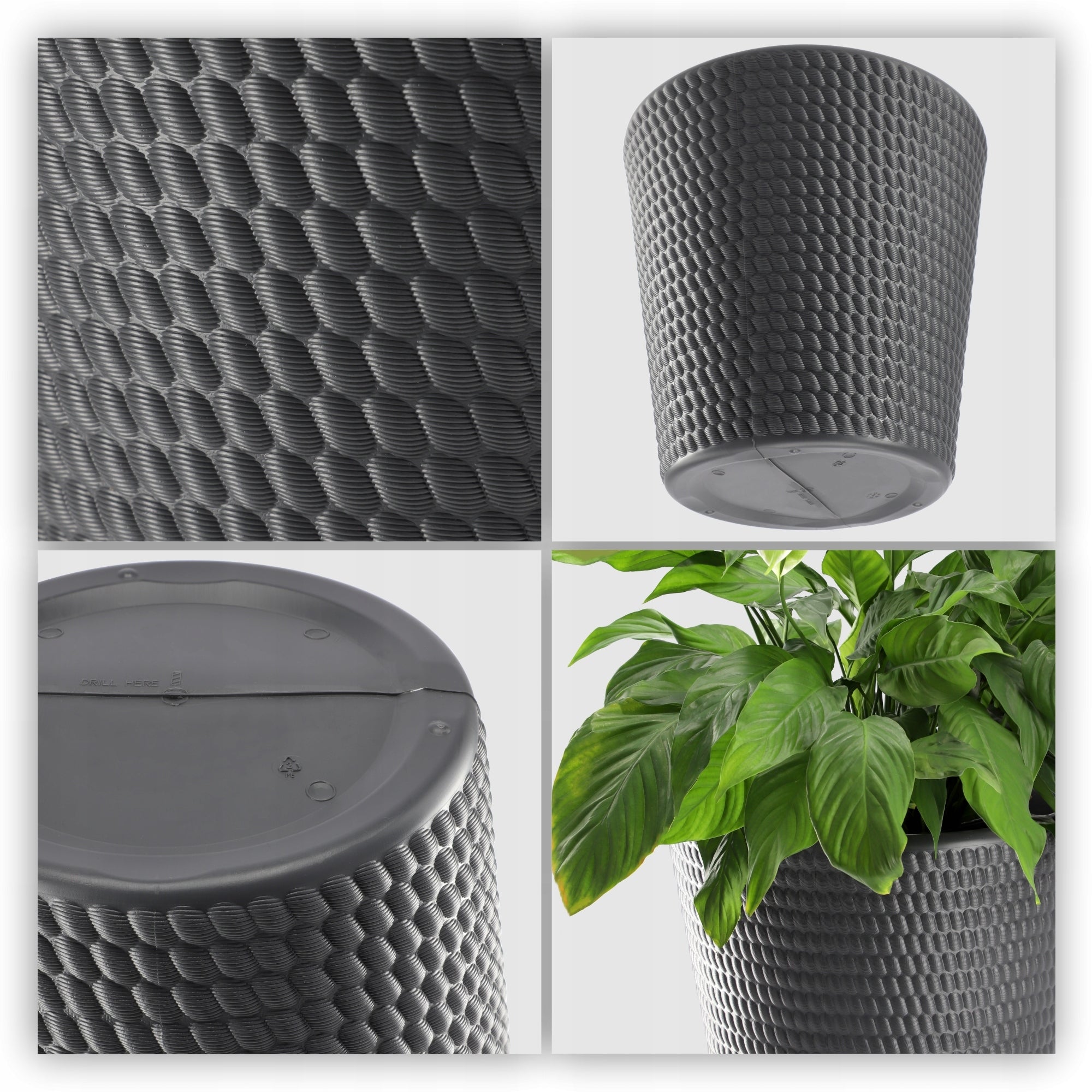 FLOWER POT PLASTIC PLANT COVER ROUND 30 cm ANTHRACITE Color gray