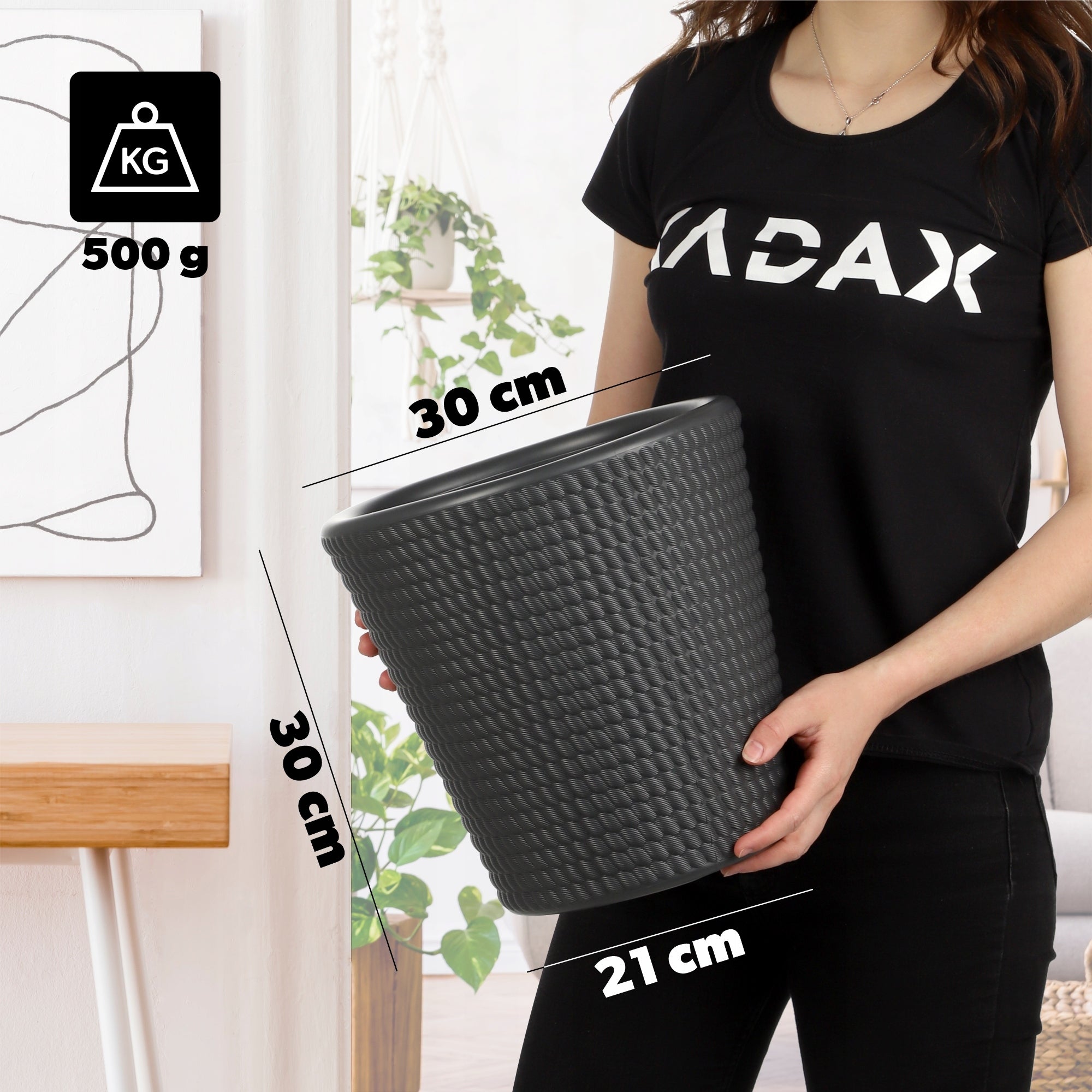 FLOWER POT PLASTIC PLANT COVER ROUND 30 cm ANTHRACITE Material synthetic material