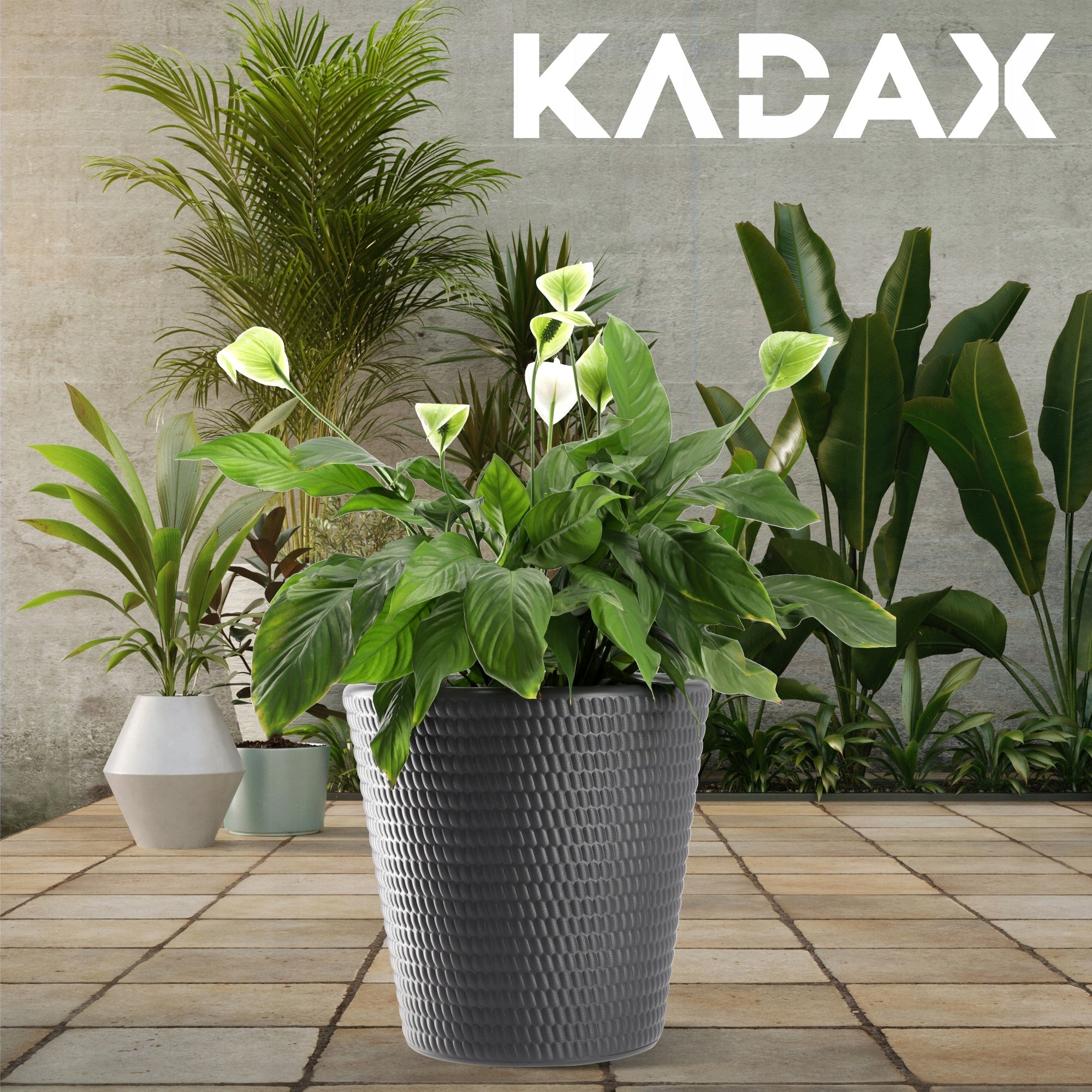 FLOWER POT PLASTIC PLANT COVER ROUND 30 cm ANTHRACITE Product height 30 cm
