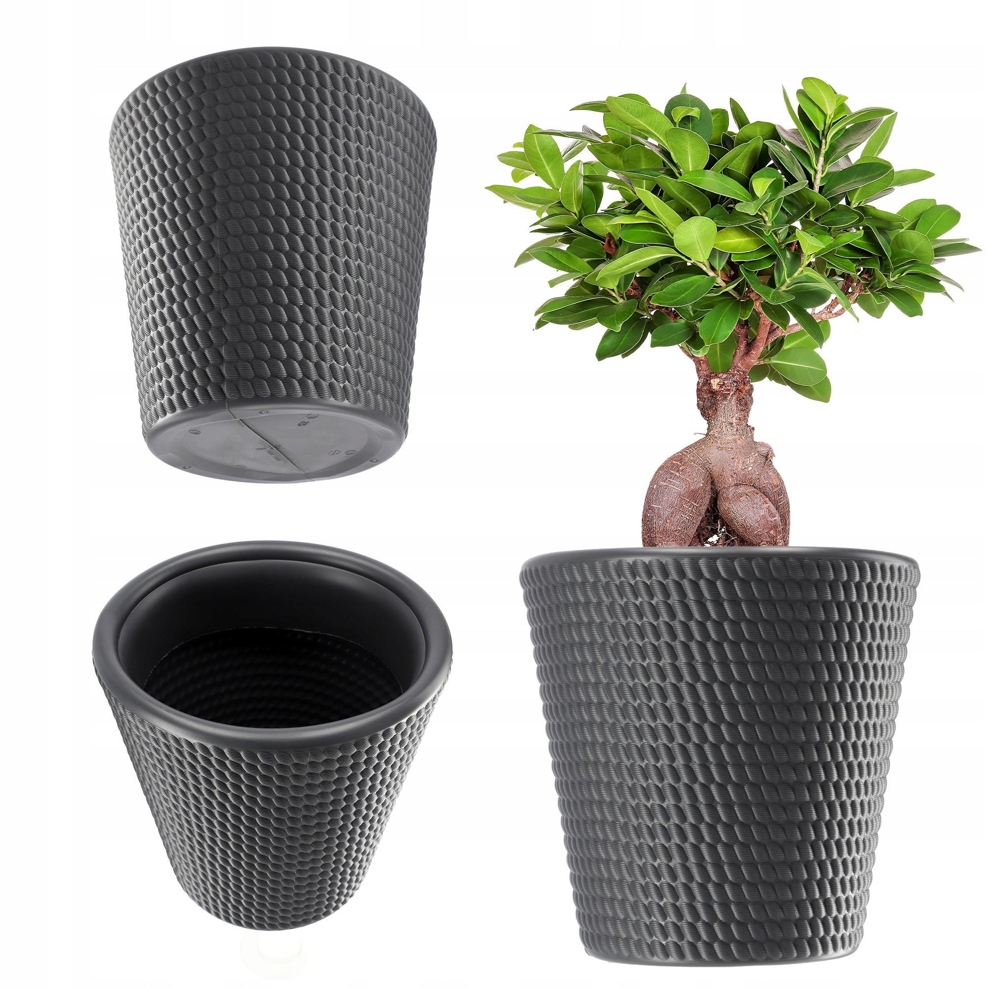FLOWER POT PLASTIC PLANT COVER ROUND 30 cm ANTHRACITE