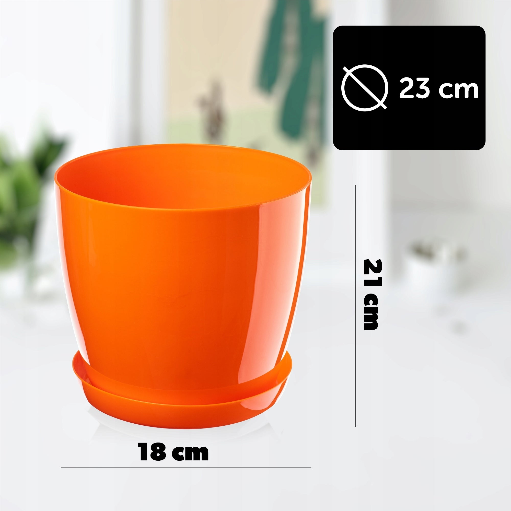 FLOWER POT WITH FLOWER STAND COVER BOWL FLOWERBED 23 cm ORANGE Material synthetic material