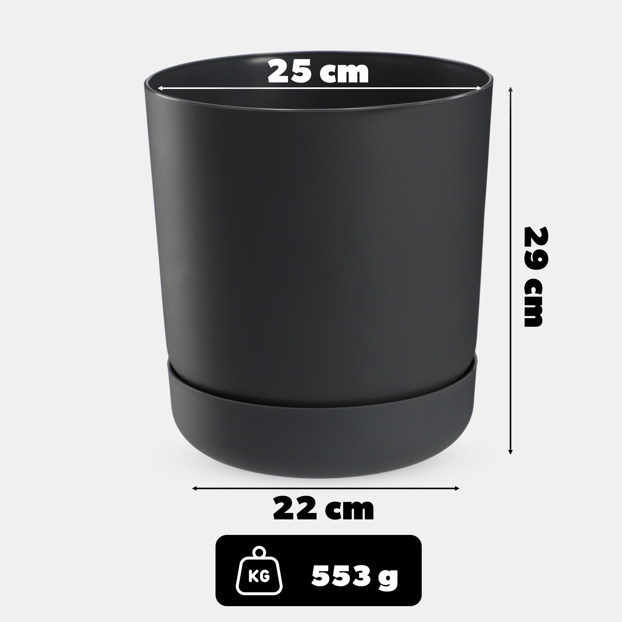 FLOWER POT WITH FLOWER STAND COVER ROUND BOWL 25 cm ANTHRACITE Manufacturer code K8330