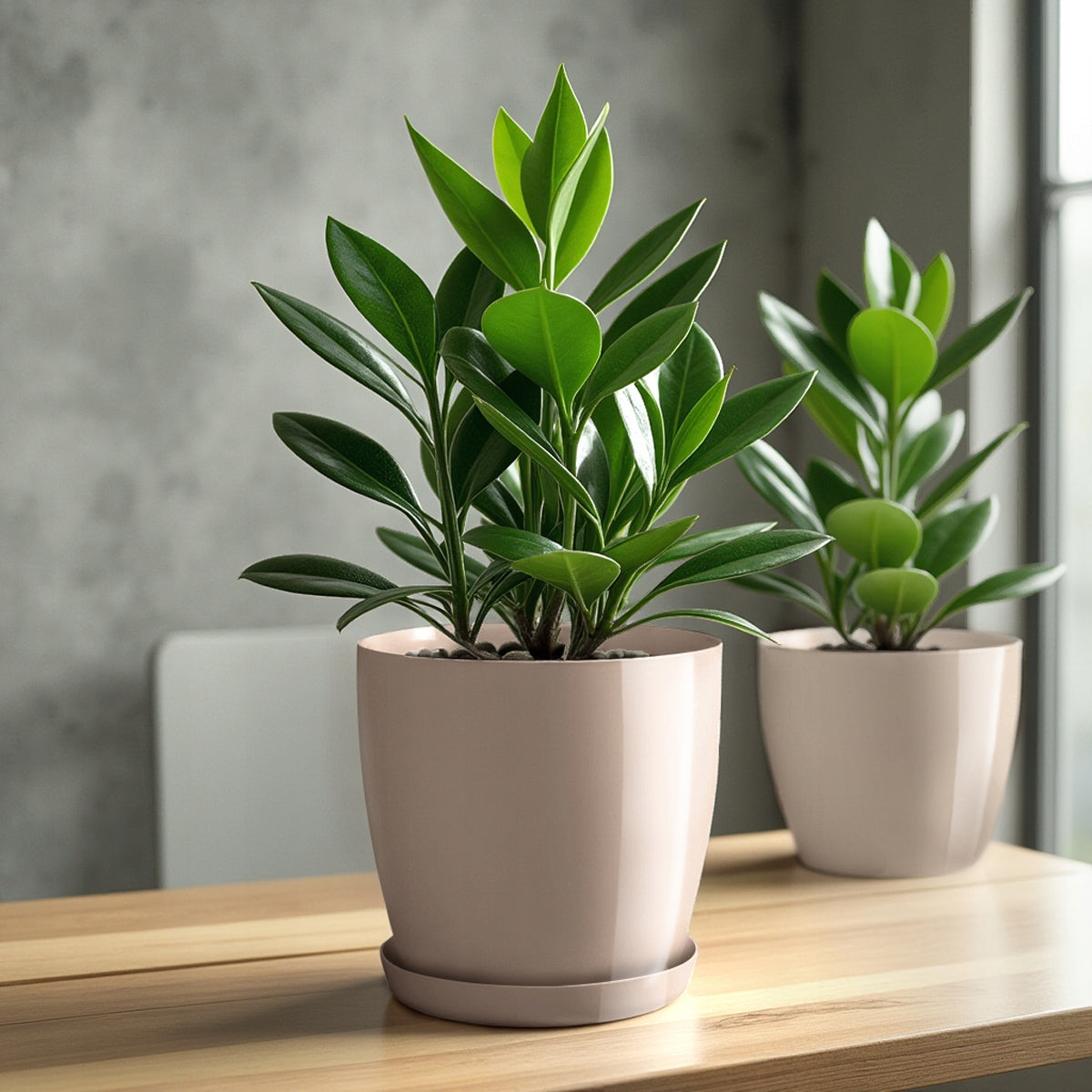 FLOWER POT WITH STAND PLASTIC COVER FLOWER POT 14cm BEIGE FOR FLOWERS KADAX Brand Kadax