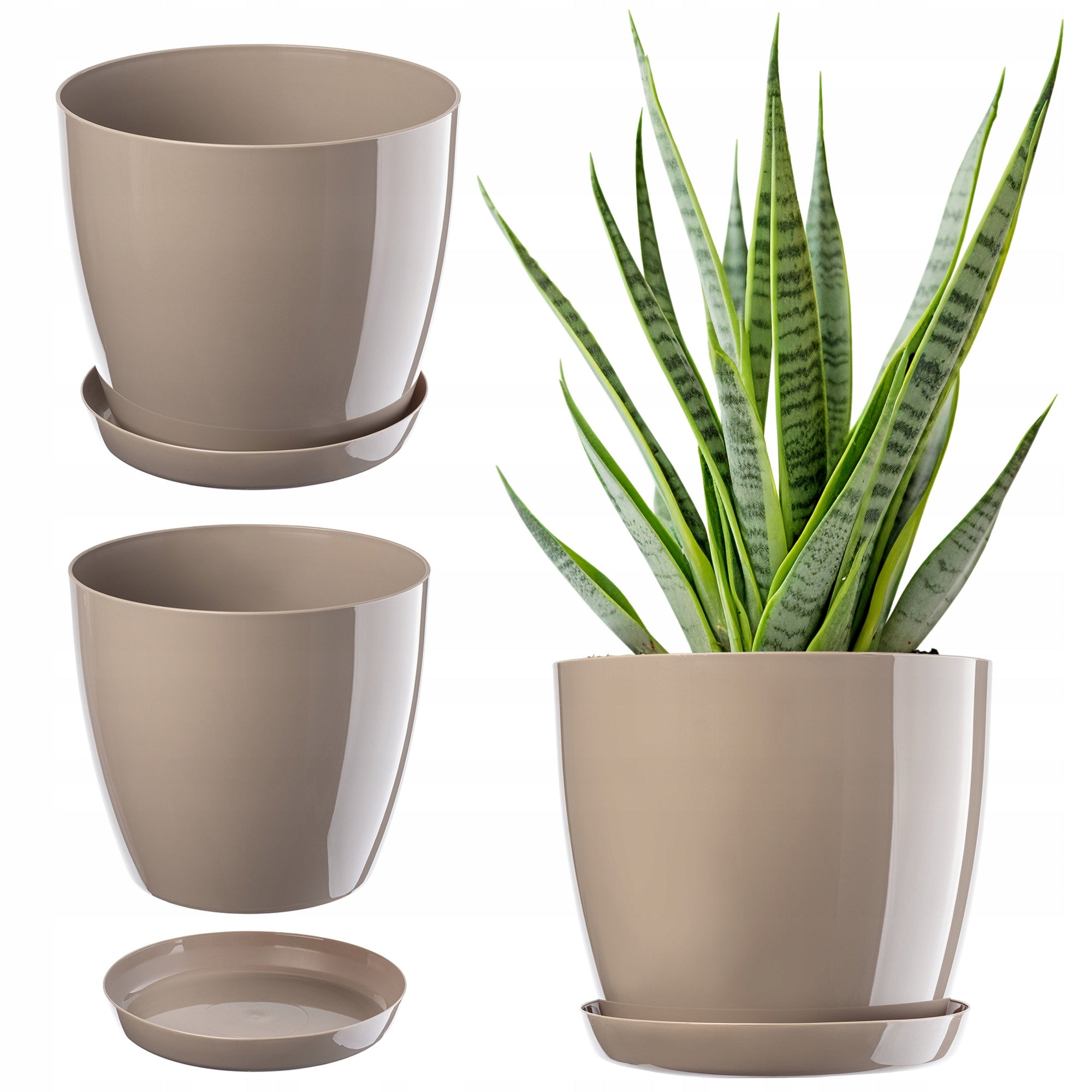 FLOWER POT WITH STAND PLASTIC COVER FLOWER POT 14cm BEIGE FOR FLOWERS KADAX