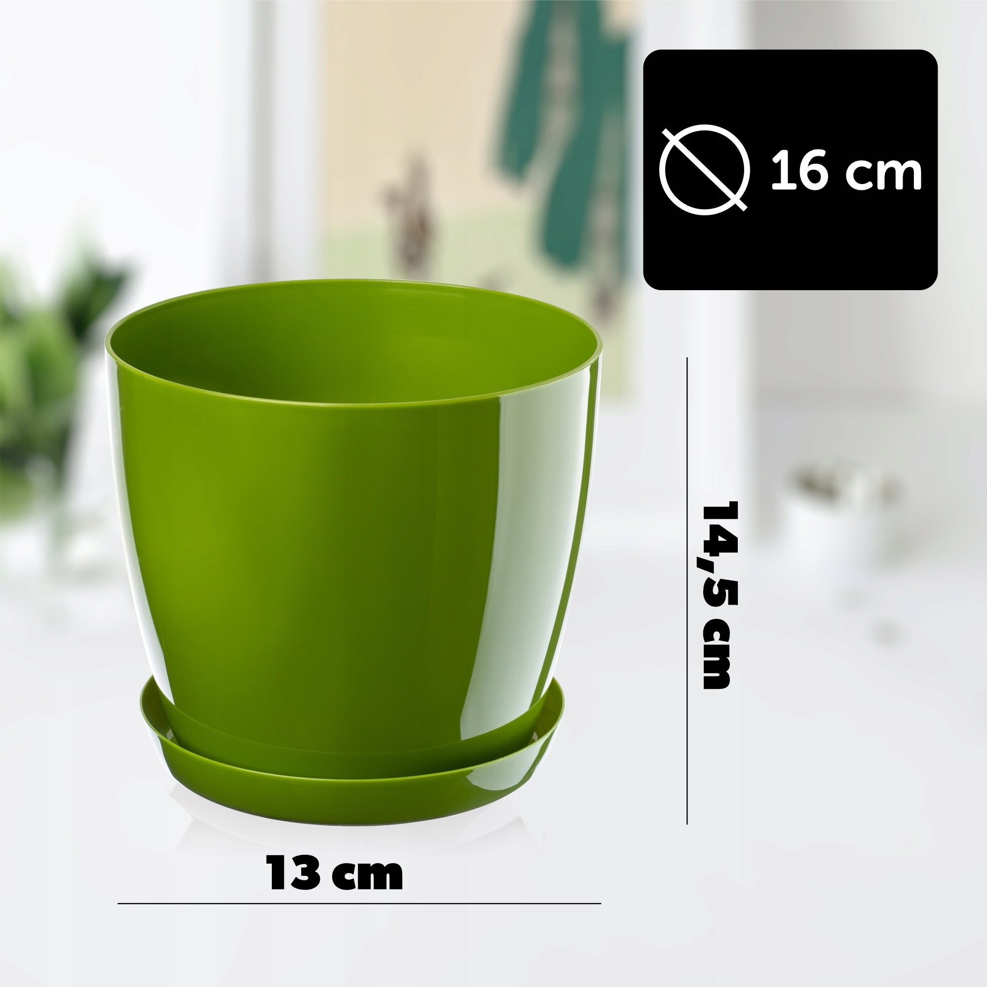 FLOWER POT WITH STAND PLASTIC COVER FLOWER POT 16cm GREEN FOR FLOWERS KADAX Material synthetic material