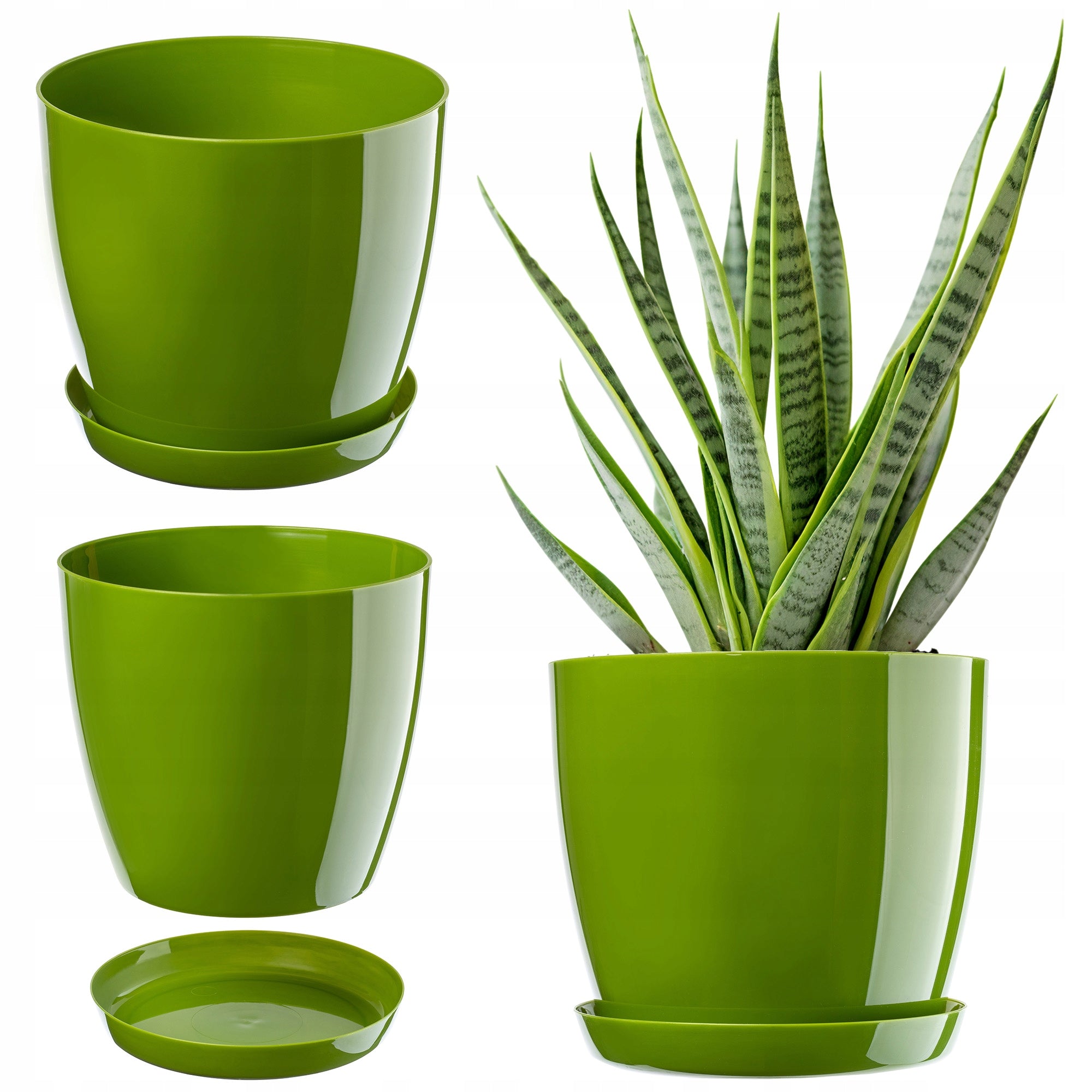 FLOWER POT WITH STAND PLASTIC COVER FLOWER POT 16cm GREEN FOR FLOWERS KADAX