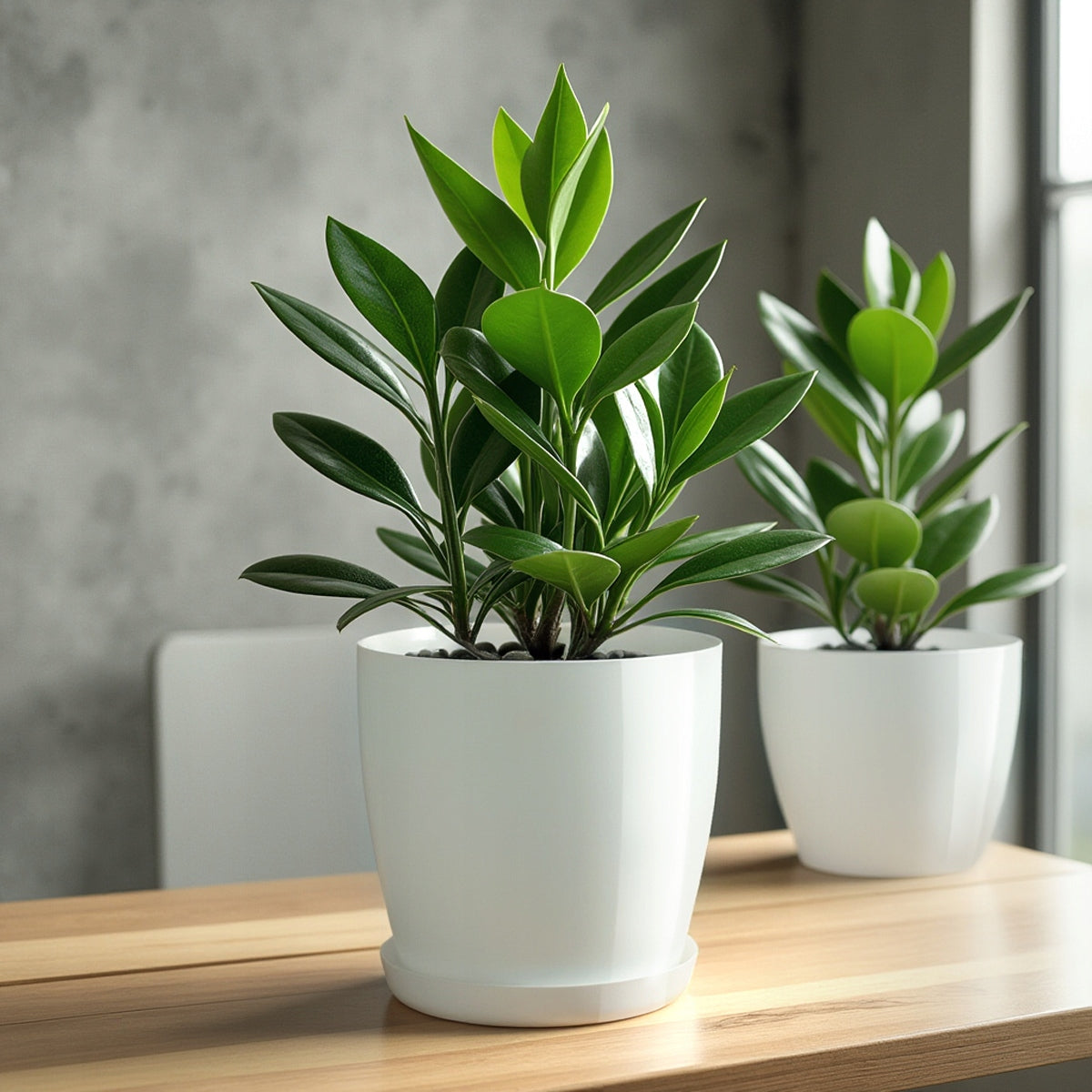 FLOWER POT WITH STAND PLASTIC COVER FLOWER POT 20cm WHITE FOR FLOWERS KADAX Brand Kadax