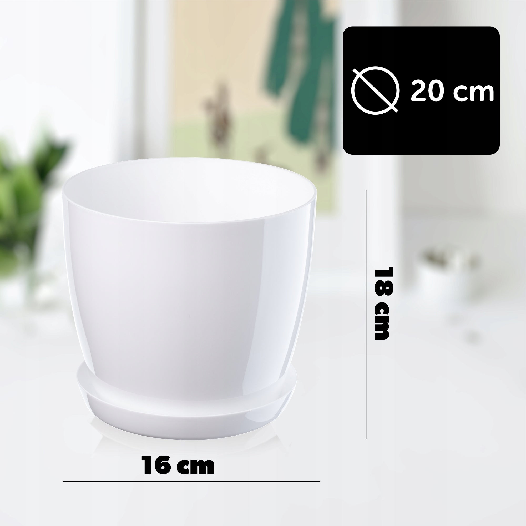 FLOWER POT WITH STAND PLASTIC COVER FLOWER POT 20cm WHITE FOR FLOWERS KADAX Material synthetic material