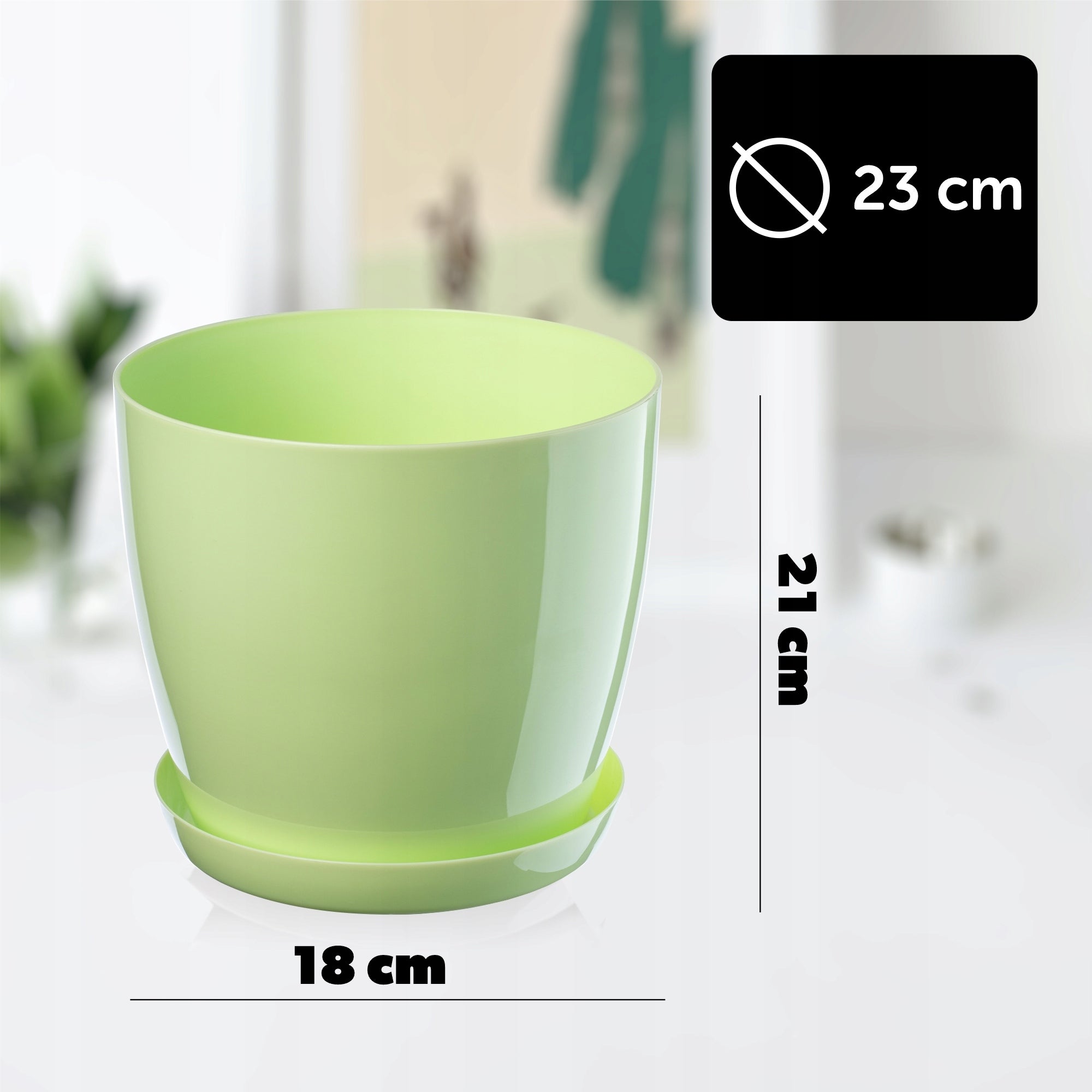 FLOWER POT WITH STAND PLASTIC COVER FLOWER POT 23cm GREEN FOR FLOWERS KADAX Material synthetic material