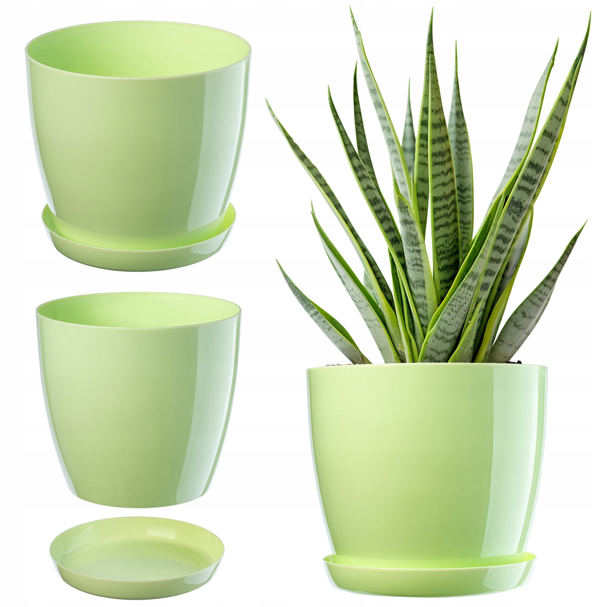 FLOWER POT WITH STAND PLASTIC COVER FLOWER POT 23cm GREEN FOR FLOWERS KADAX