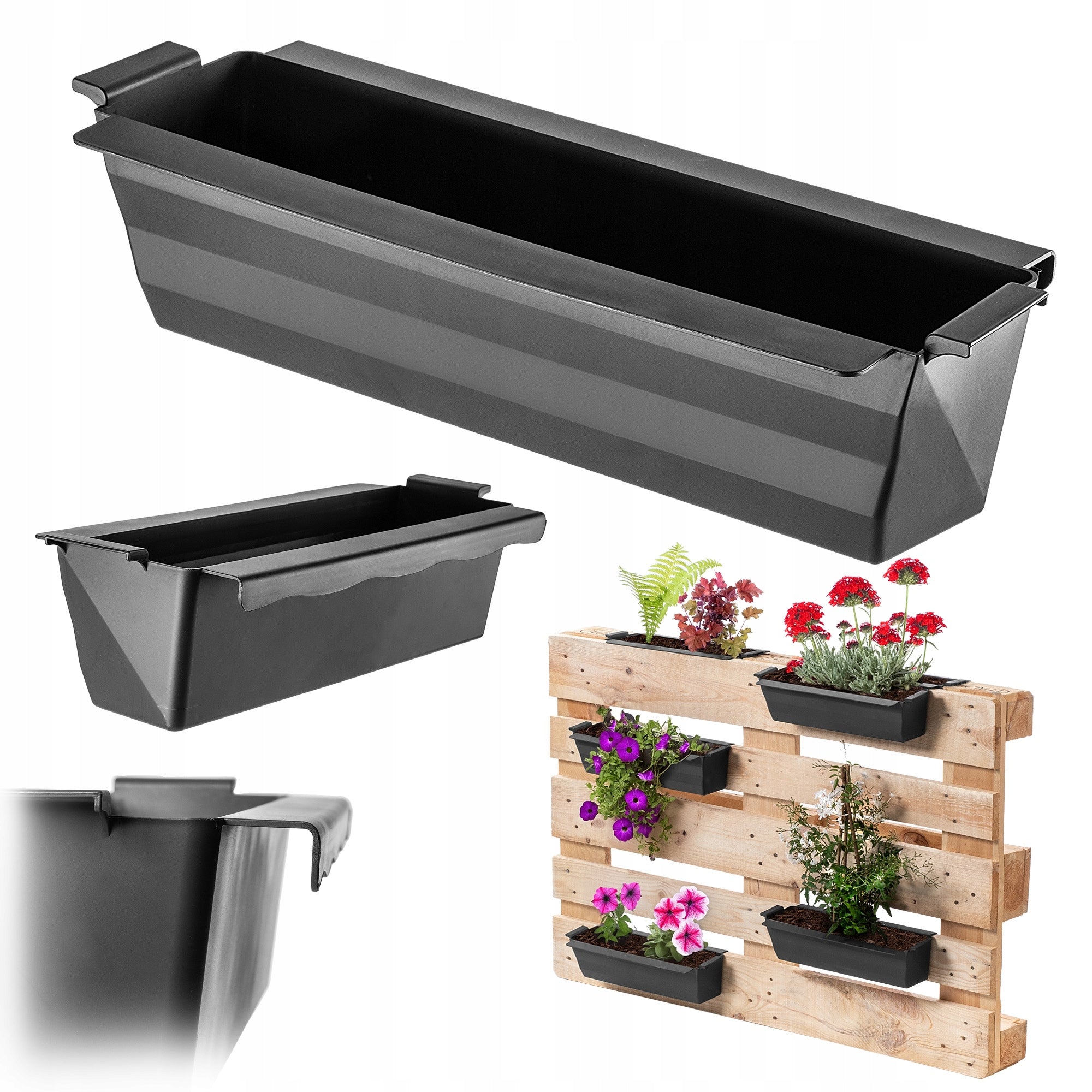 FLOWERBED POT FOR EUROPALLET BOX 40 cm FLOWER POT PLASTIC FLOWERS