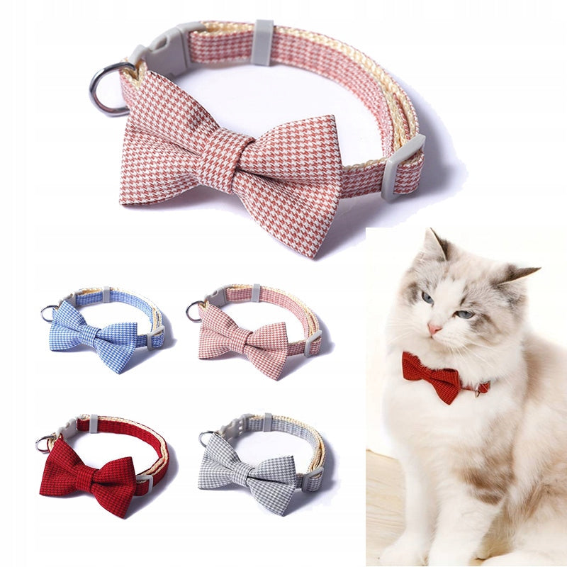 FLY BOW TIE CAT DOG COLLAR PINK LEASH ORNAMENT BOW