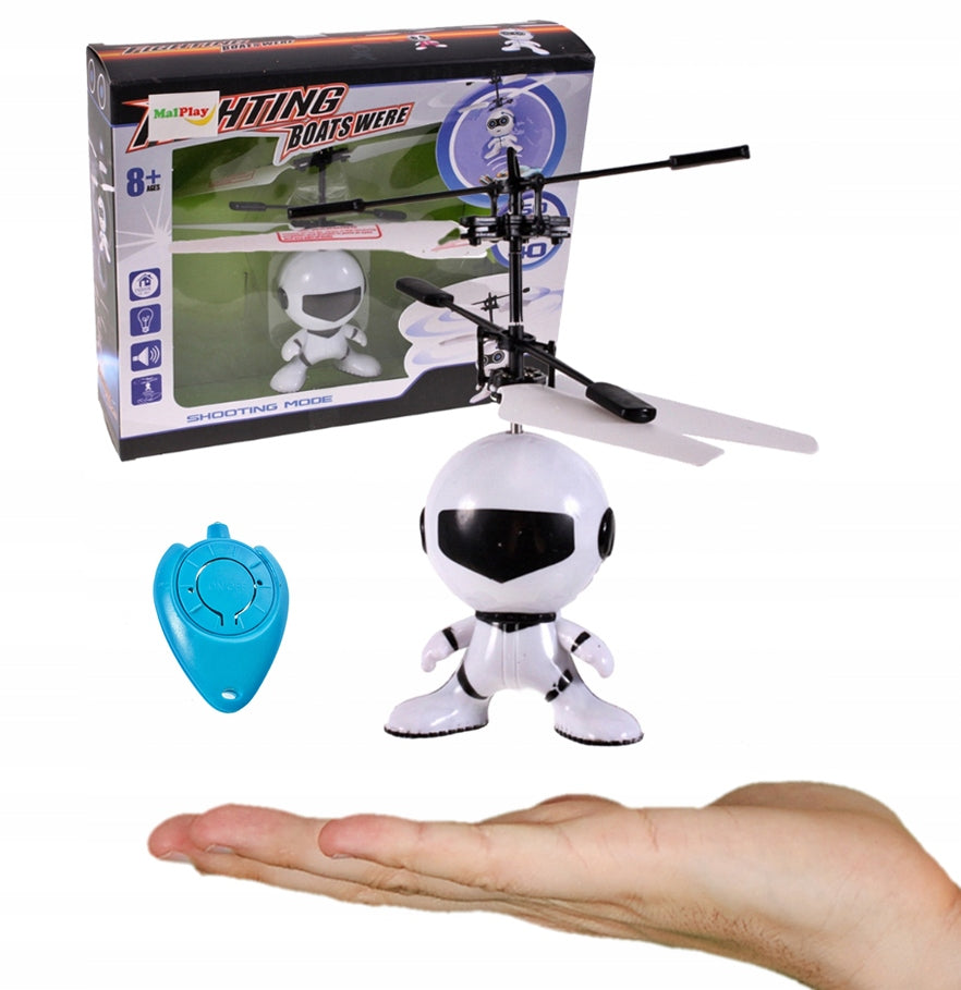 FLYING ROBOT CONTROLLED BY HAND UFO ALIEN DRONE + 2 REMOTE CONTROLS