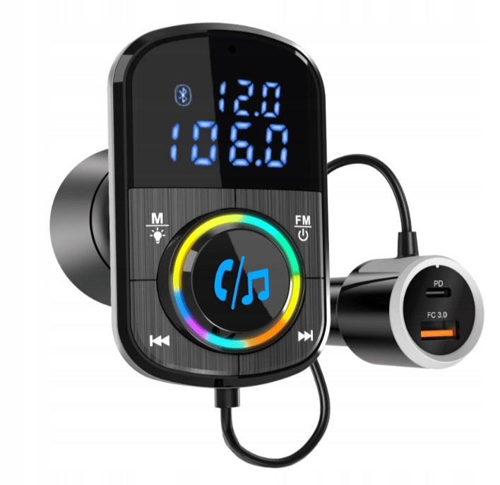 FM Bluetooth Transmitter NAVITEL BHF08 PRO - voltage meter, USB-A and USB-C