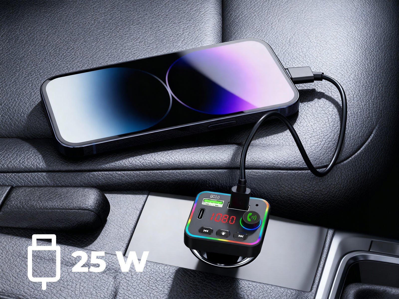 FM Bluetooth Transmitter Tracer USB-C Charger 25W LED Talking For Car BT Packaging status original