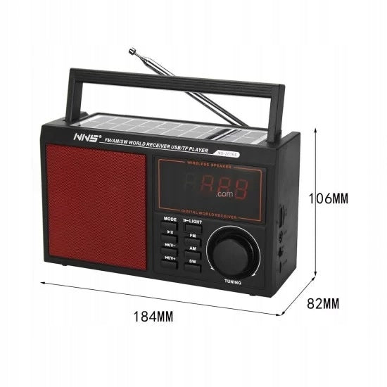 FM Radio PORTABLE SOLAR Speaker Bluetooth Flashlight BLACK Manufacturer code 05700