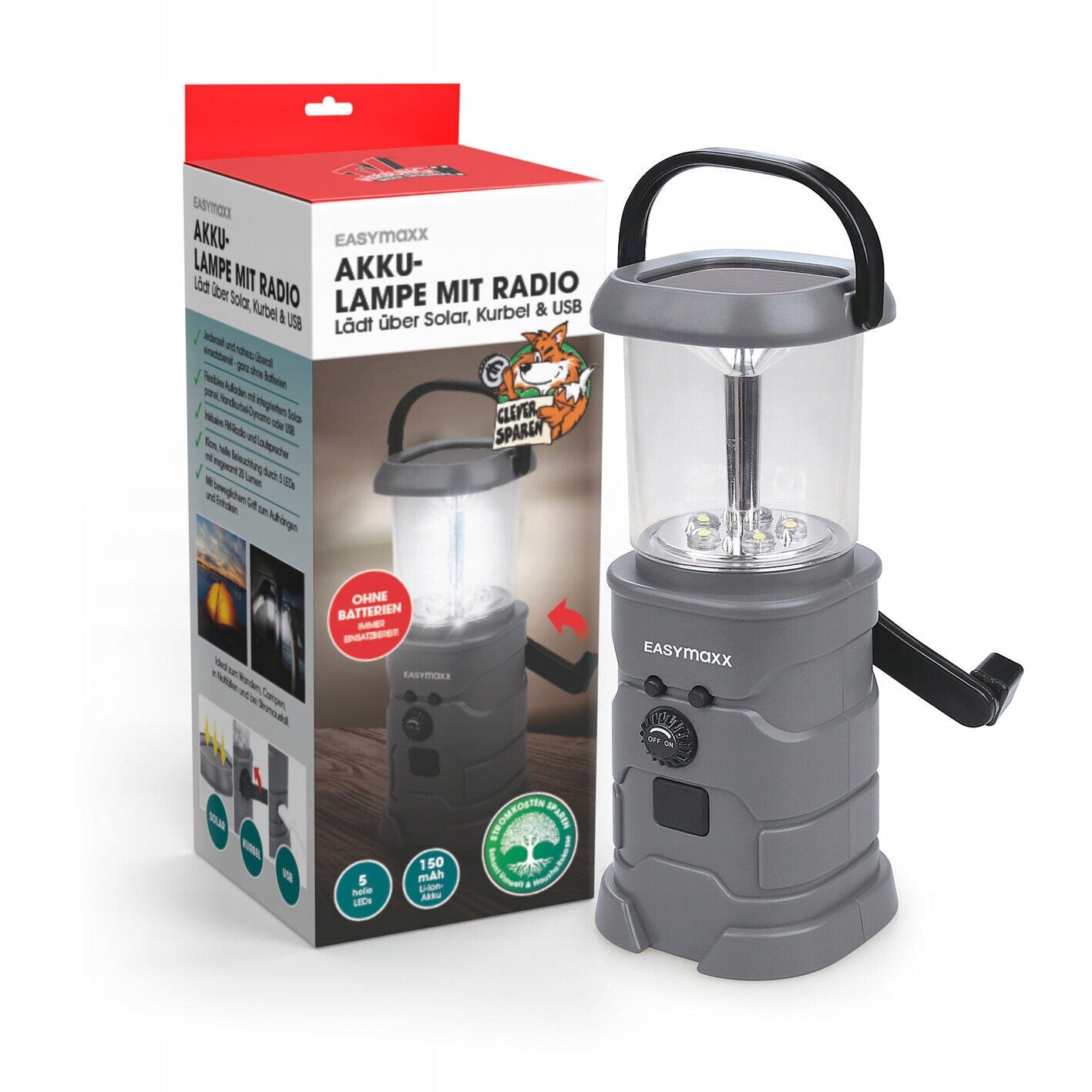 FM radio Easymaxx light grey network