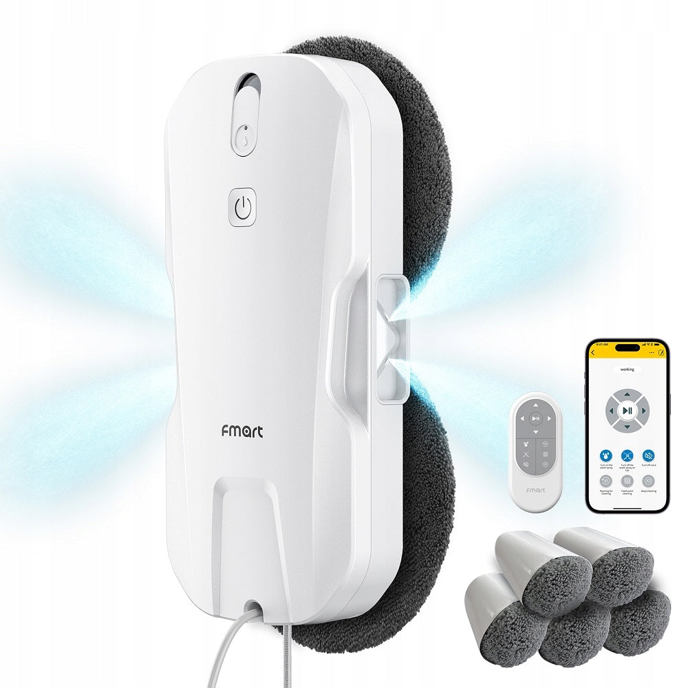 FMART T11 Window Cleaning Robot with 10 Wipes 4-Way Auto Spray 100ml Tank