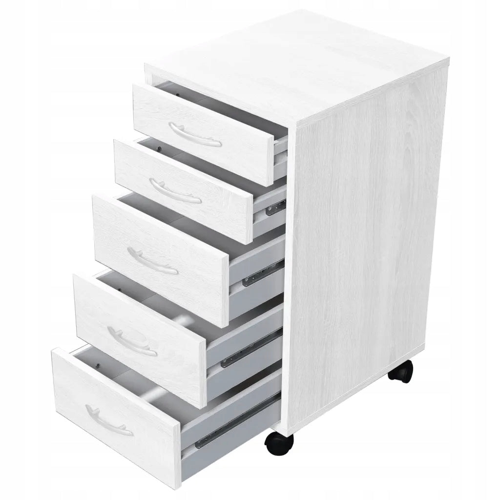 Mobiler Schrank mit 5 Schubladen, FMD, weiß 