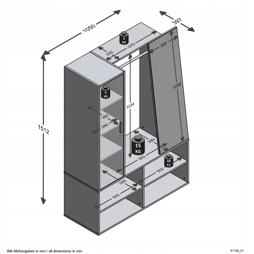 Kleiderschrank vidaXL, weiß 