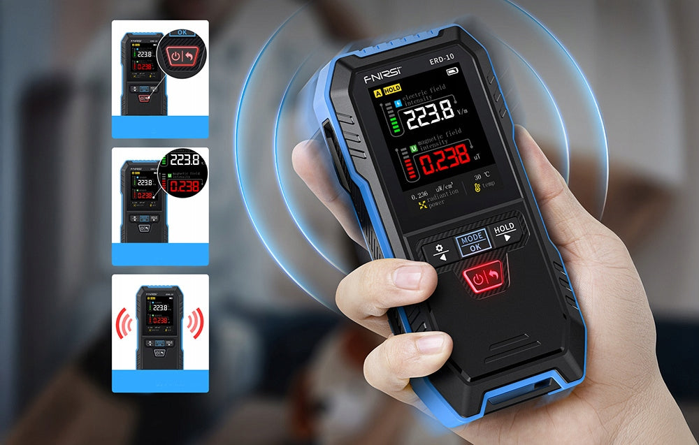 FNIRSI ERD-10 Electromagnetic Radiation Detector USB-C 1000 mAh Power supply rechargeable battery