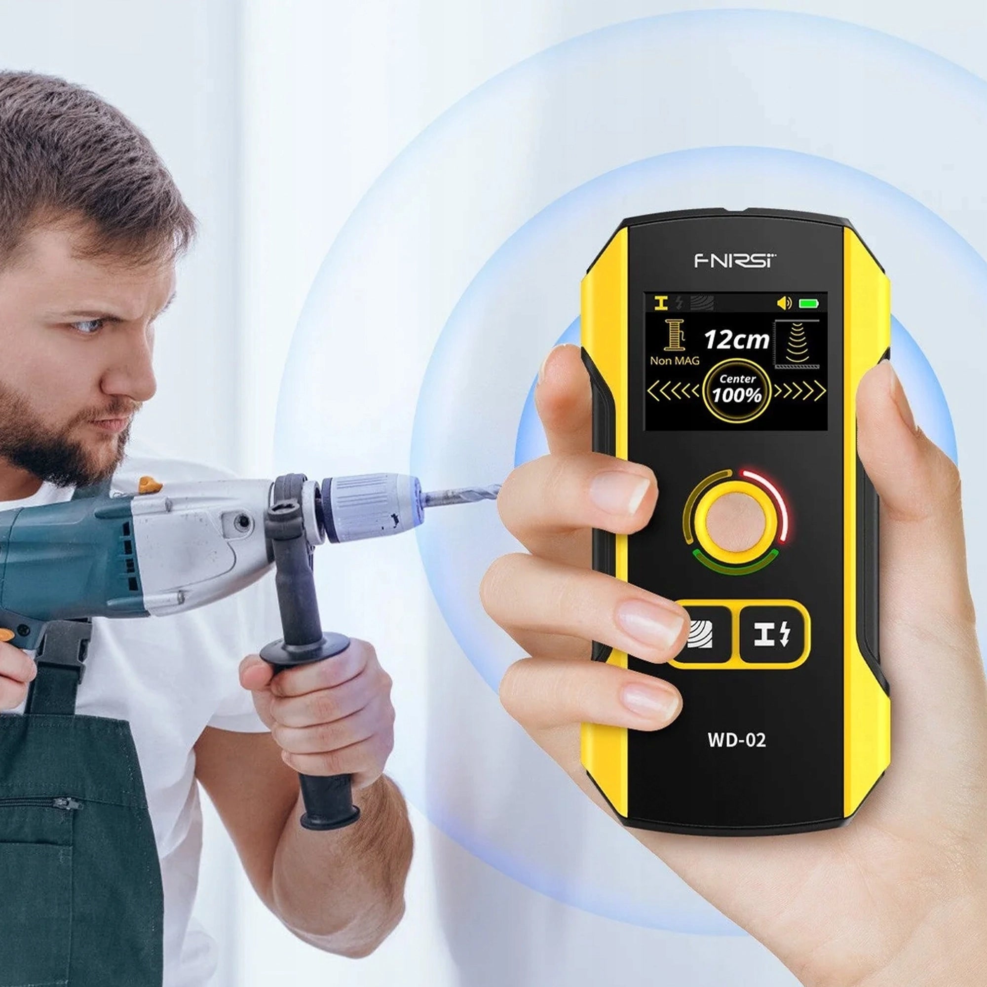 FNIRSI WD-02 Wire Detector Modes Metal Cable Wood Precision Screen Power supply rechargeable battery