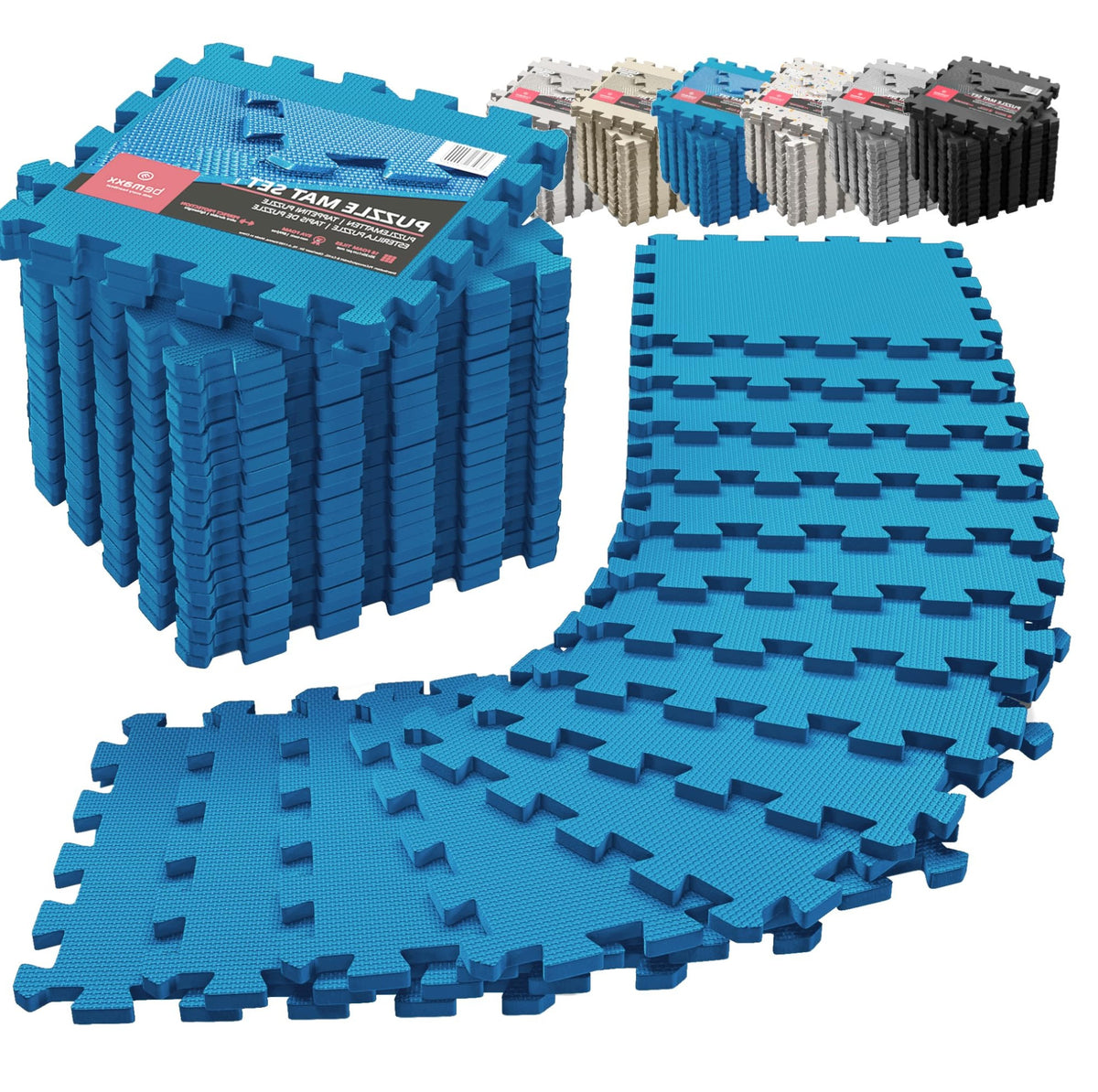 FOAM MATS PUZZLE 30X30 CM AZURE 15MM THICKNESS SET OF 18 PCS EVA