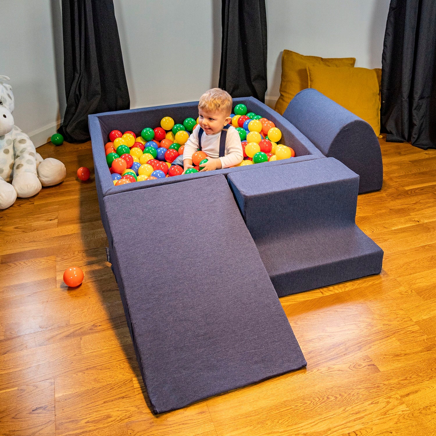 FOAM SQUARE TOYS FOR CHILDREN'S ROOM DRY POOL 300 balls Color blue