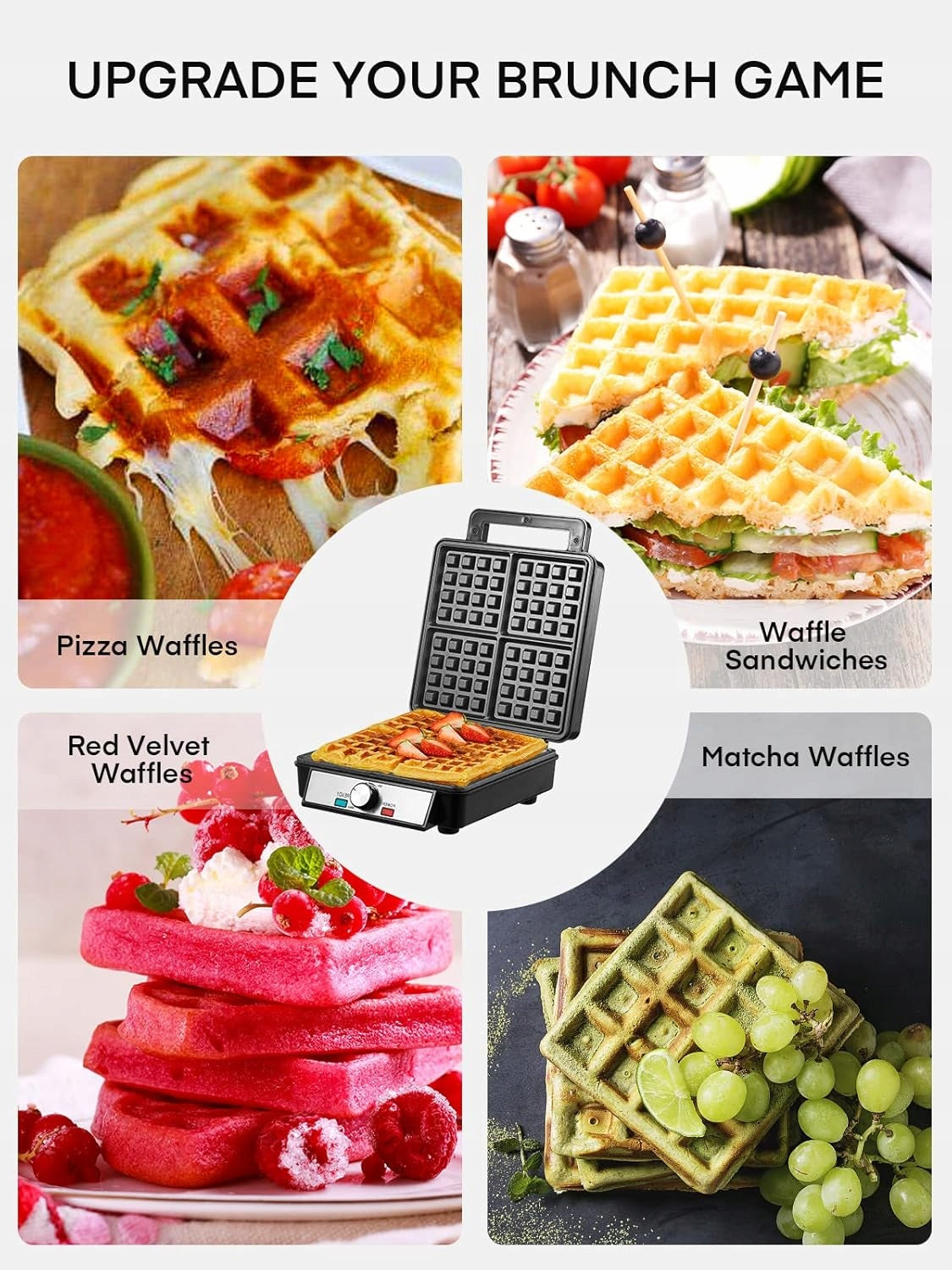FOHERE Waffle Iron 1200W 4 Discs Nonstick Coating sw-2030 Manufacturer code SW-2030