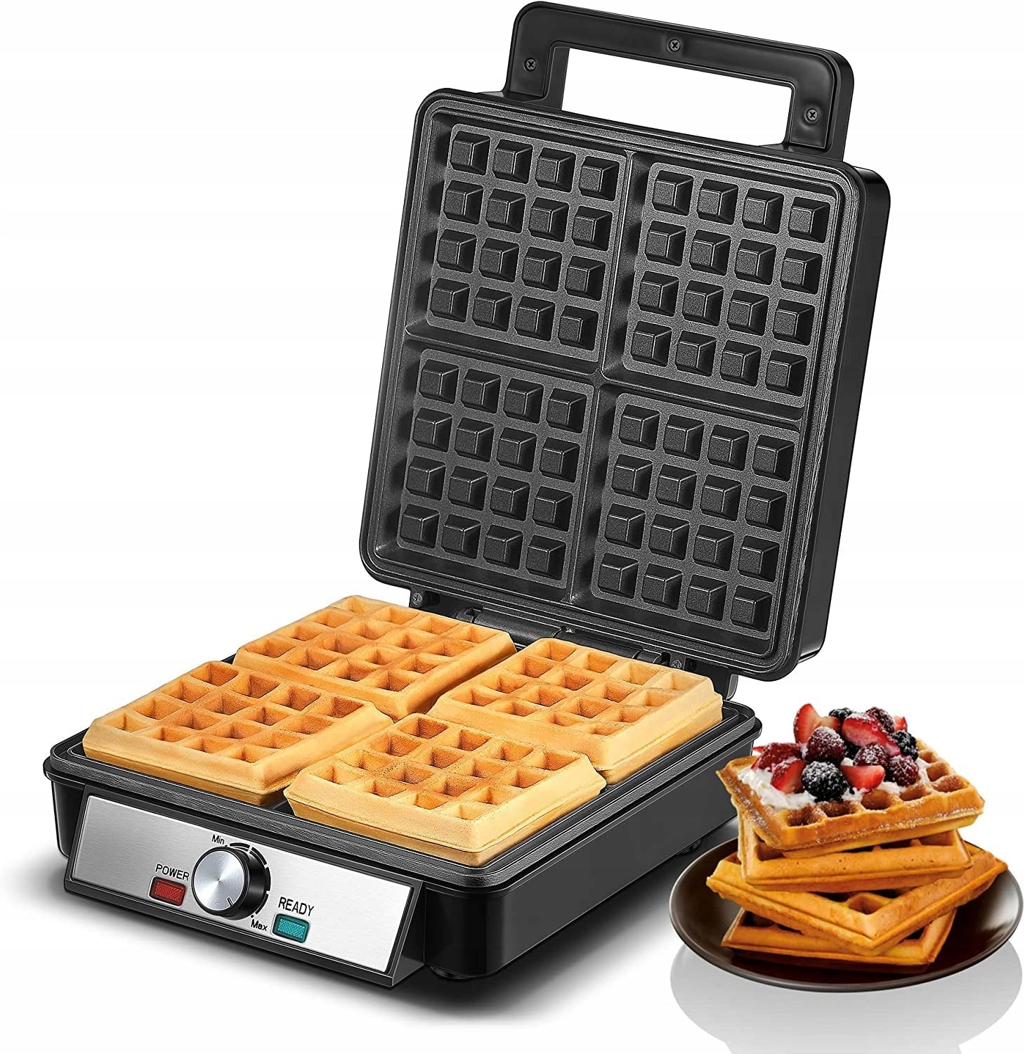 FOHERE Waffle Iron 1200W 4 Discs Nonstick Coating sw-2030