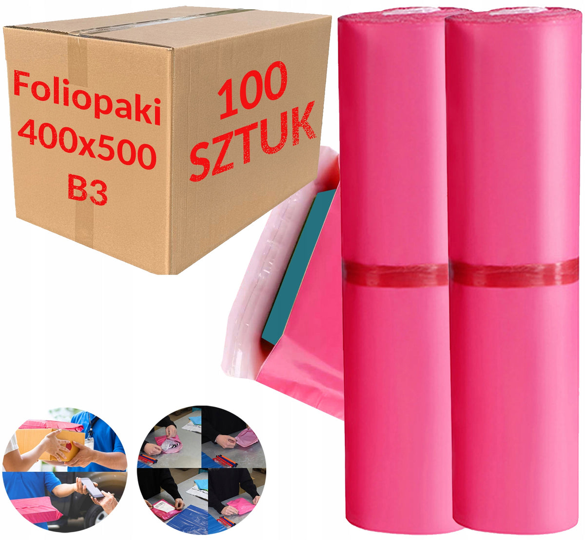 FOIL PACKS COURIER FOR PACKAGING 400X500 MM FOLIOPAK B3 PINK - 100 PCS.