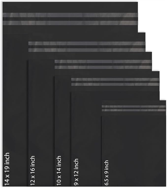 FOIL PACKS COURIER IN 5 SIZES FOR PACKAGES FOIL BAGS BLACK 50 PCS