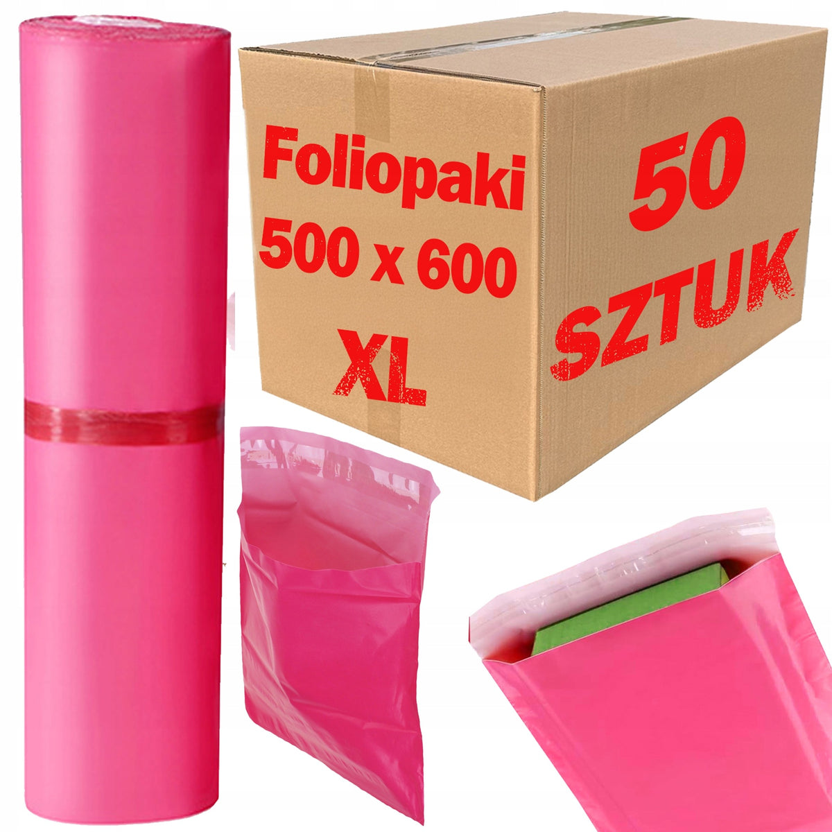 FOIL PACKS COURIER PINK FOIL ENVELOPES XL 500X600MM STRONG - 50 PIECES