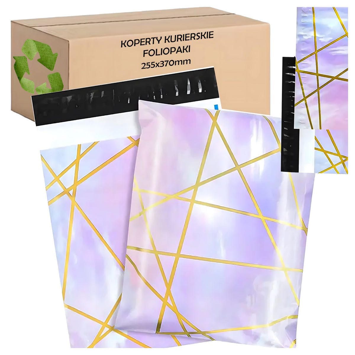 FOIL PACKS COURIER STRONG ENVELOPE 255X370 PURPLE GOLD 50PCS Format other
