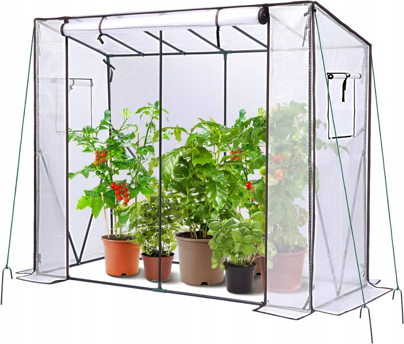 FOIL TUNNEL GARDEN GREENHOUSE FOR TOMATOES VEGETABLES WHITE 200X77X168/146CM
