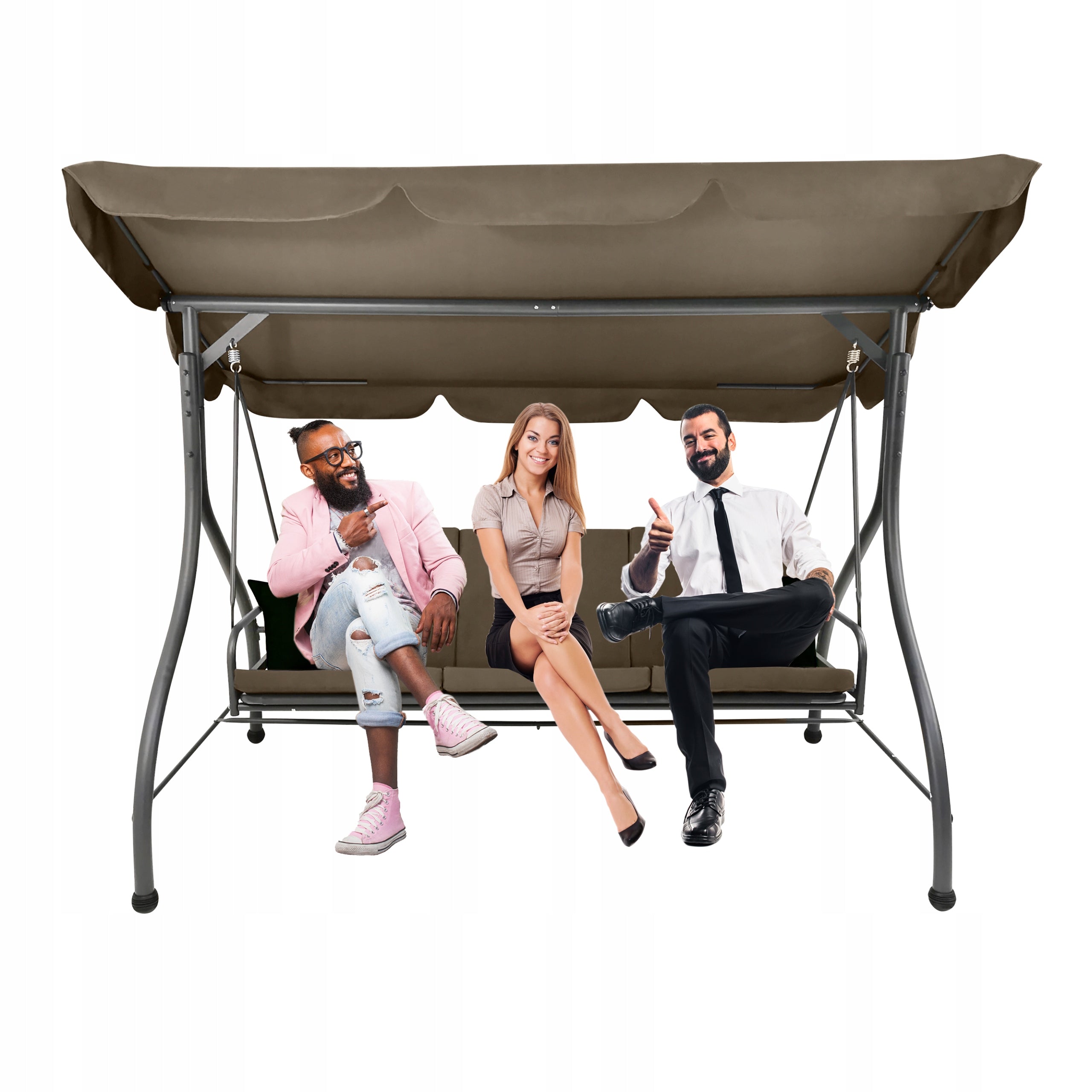 FOLD-OUT SWING XXL GARDEN COUCH ROCKING CANOPY CASABLANCA BEIGE Kind freestanding