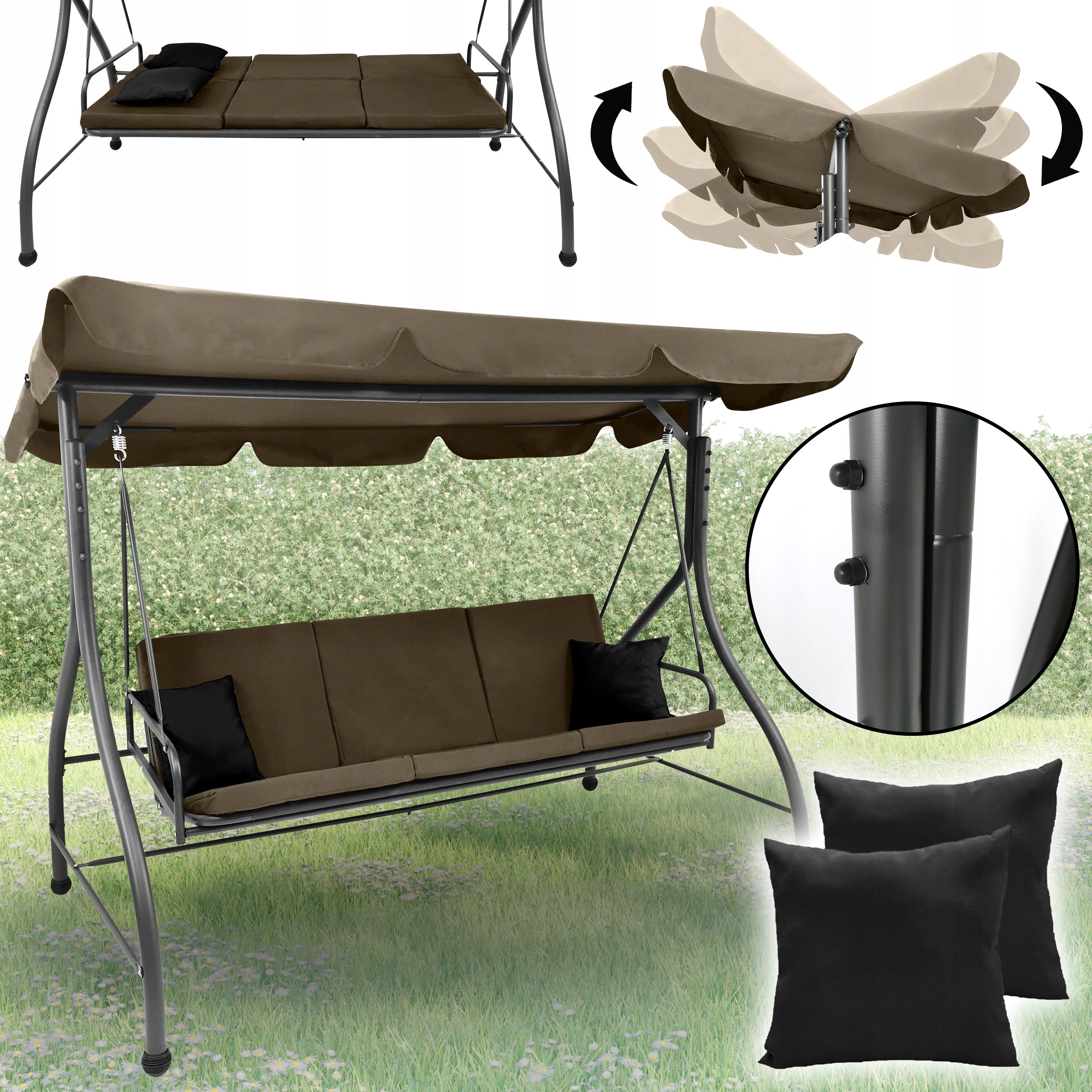 FOLD-OUT SWING XXL GARDEN COUCH ROCKING CANOPY CASABLANCA BEIGE Manufacturer code Huśtawka CASABLANCA