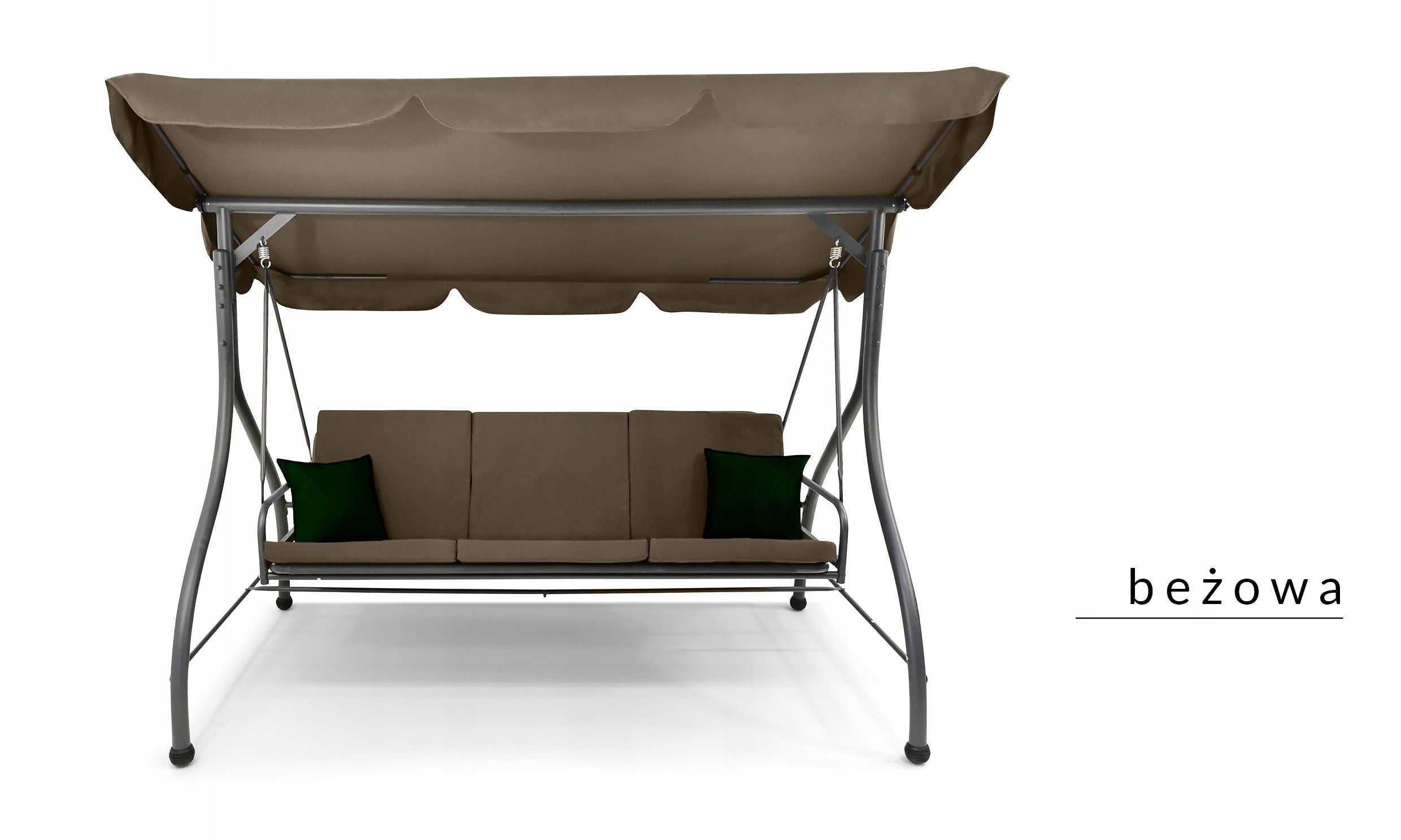 FOLD-OUT SWING XXL GARDEN COUCH ROCKING CANOPY CASABLANCA BEIGE Seat length 176 cm