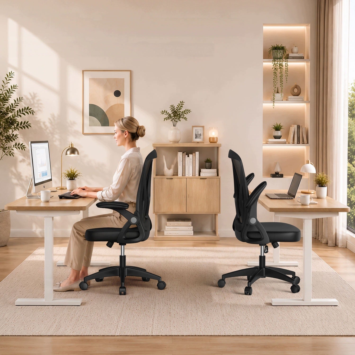 FOLDABLE ARMREST ERGONOMIC MESH OFFICE CHAIR HEIGHT-ADJUSTABLE SWIVEL CHAIR Manufacturer code X24F00K223-L