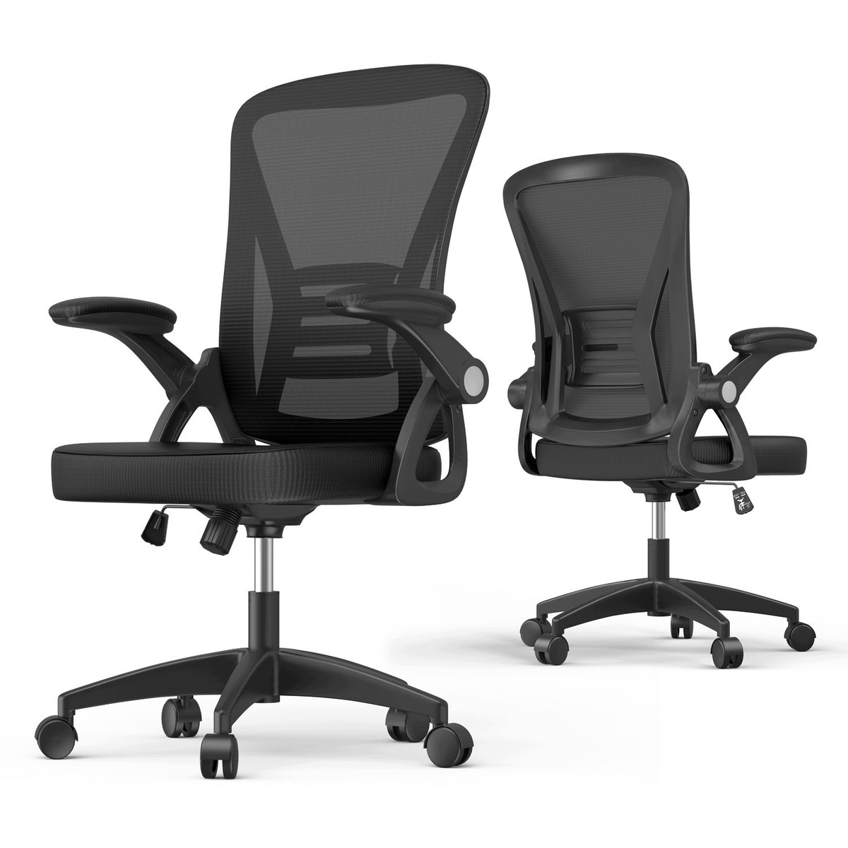 FOLDABLE ARMREST ERGONOMIC MESH OFFICE CHAIR HEIGHT-ADJUSTABLE SWIVEL CHAIR