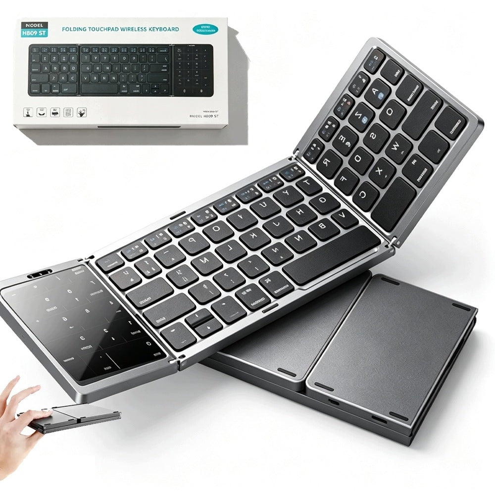 FOLDABLE BLUETOOTH KEYBOARD WITH TOUCHPAD – 3 DEVICES, 60 HOURS OF OPERATION