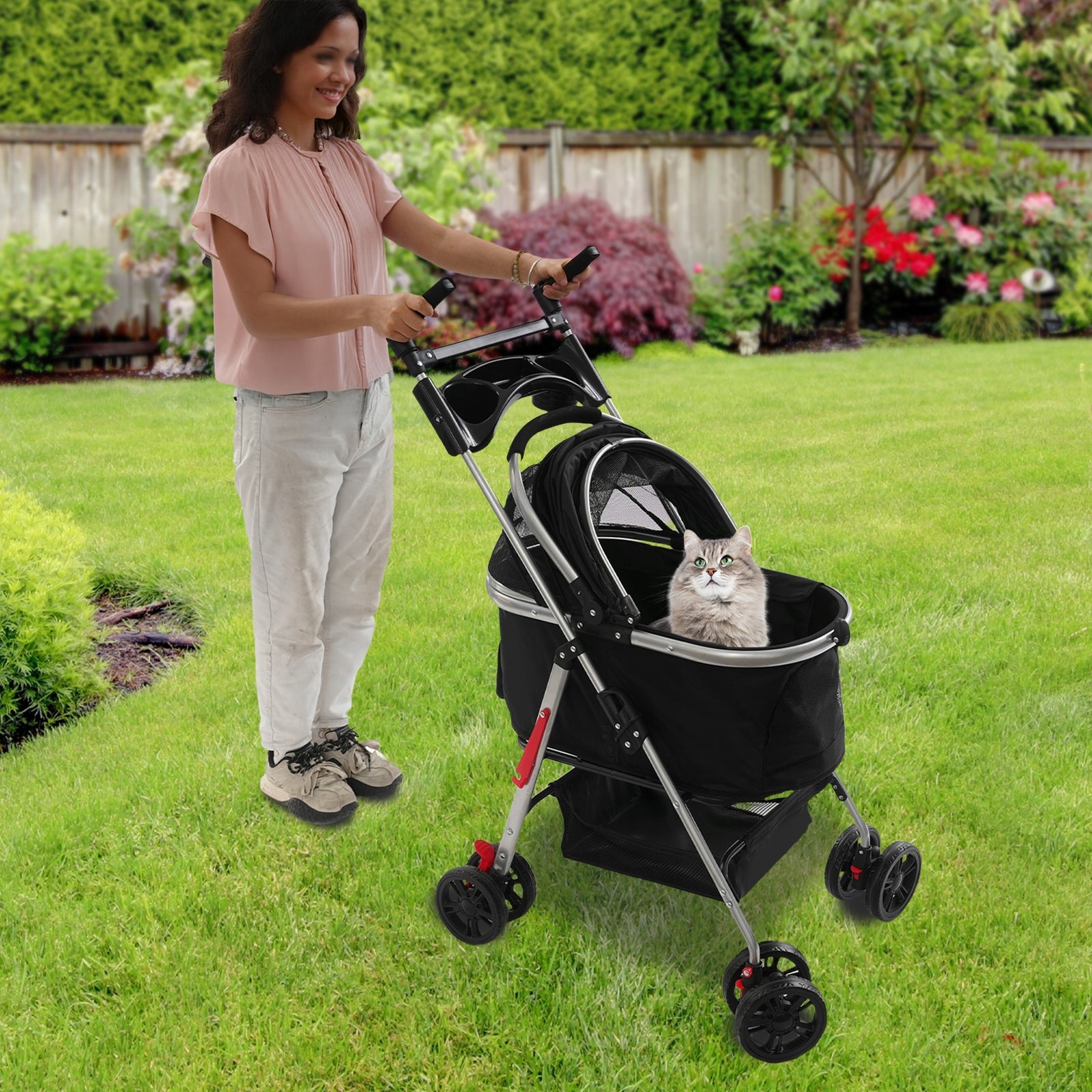FOLDABLE SMALL PET STROLLER DOGS CATS TROLLEY DETACHABLE BASKET Brand no brand
