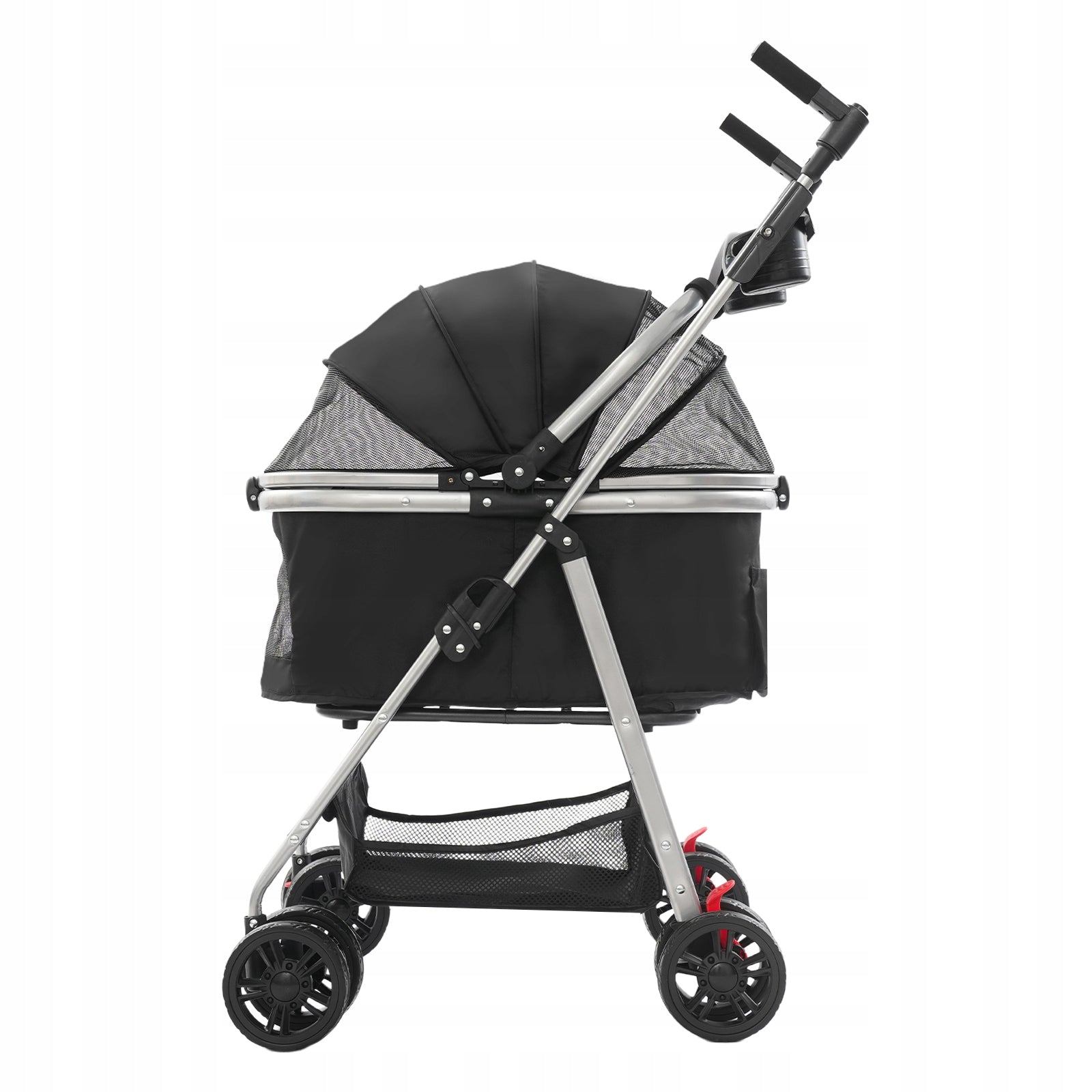 FOLDABLE SMALL PET STROLLER DOGS CATS TROLLEY DETACHABLE BASKET Size S/M